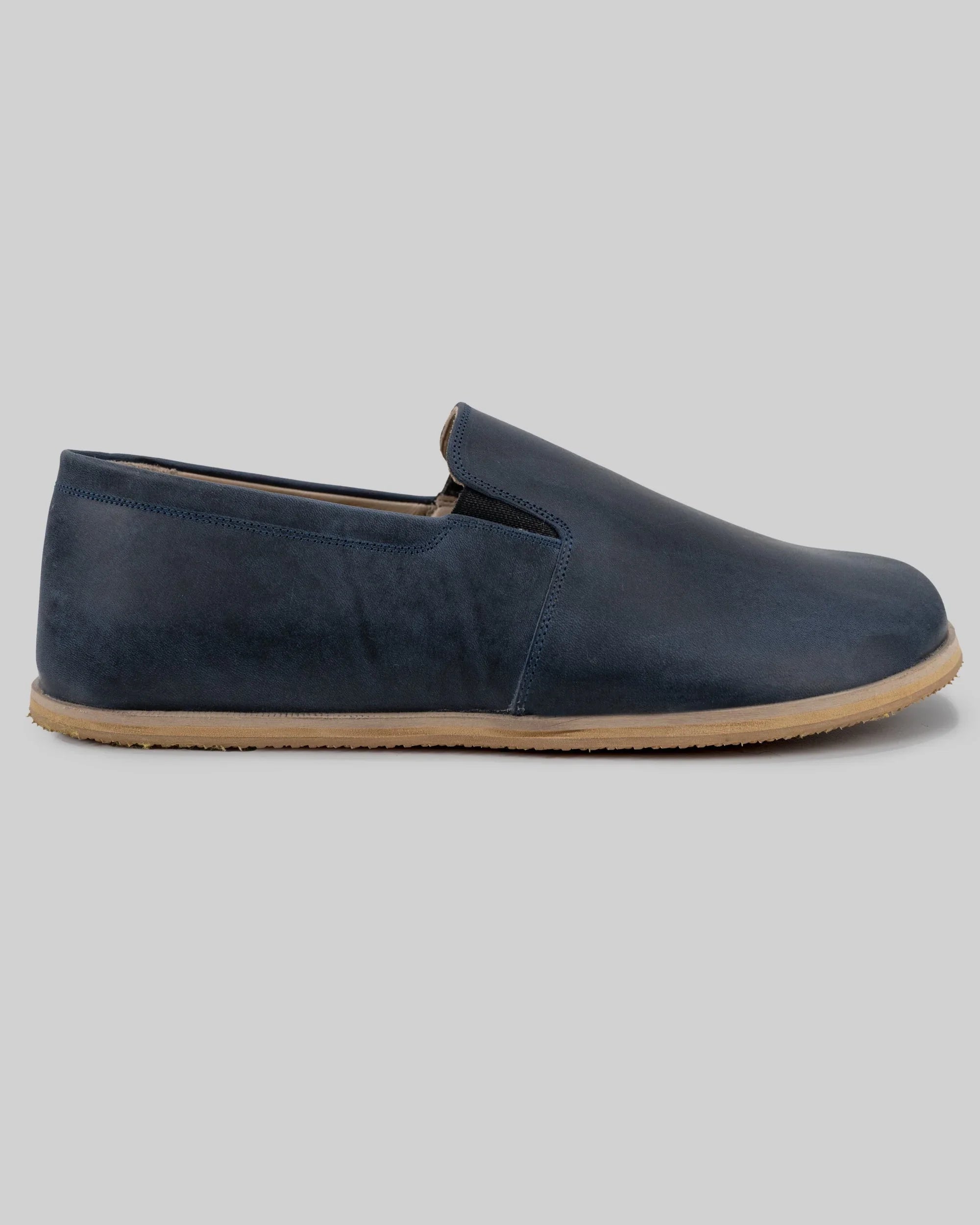 Top view Navy Barefoot Shoes - Handcrafted Calf Leather | Bespoky