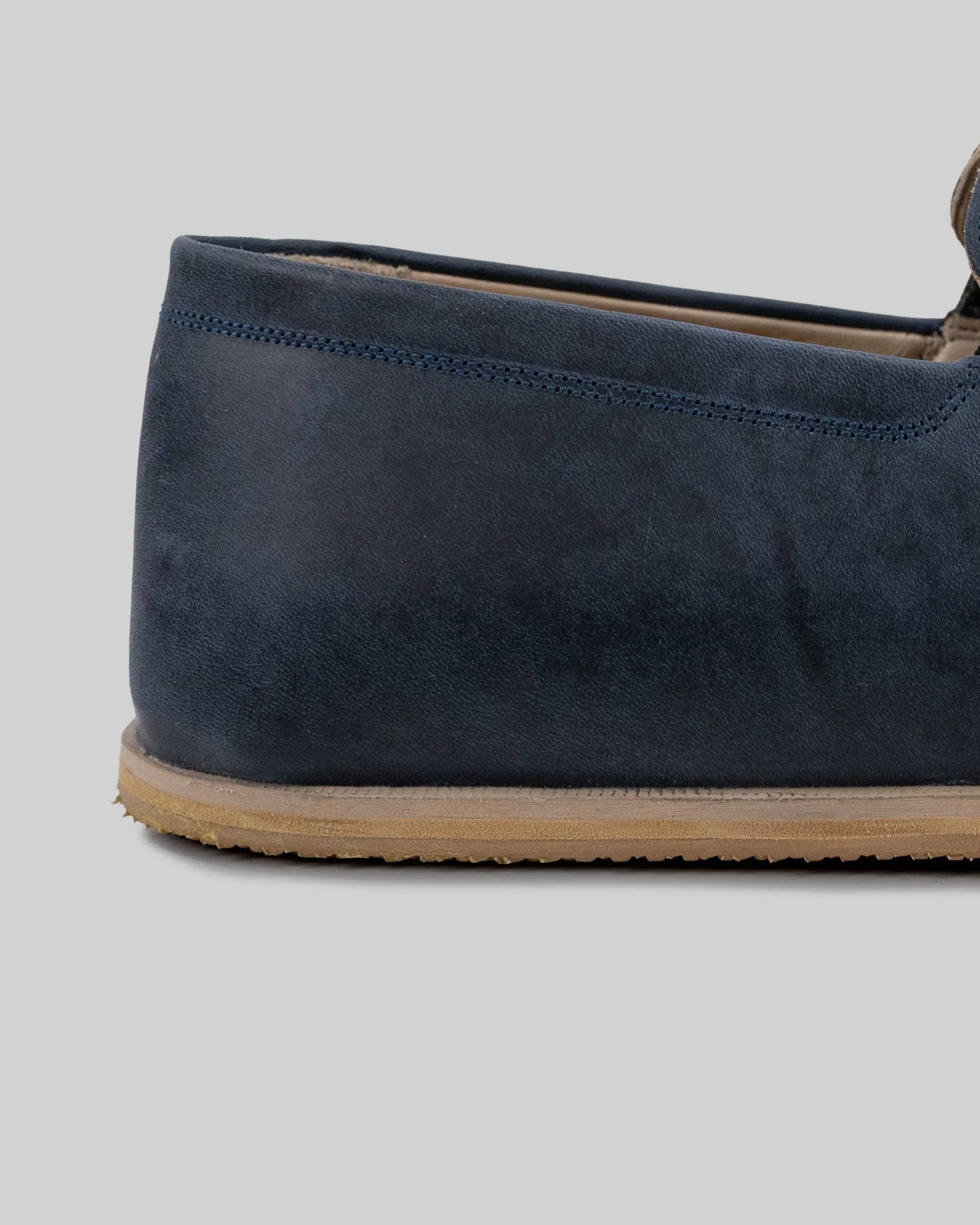 Detail Navy Barefoot Shoes - Handcrafted Calf Leather Turkey | Bespoky