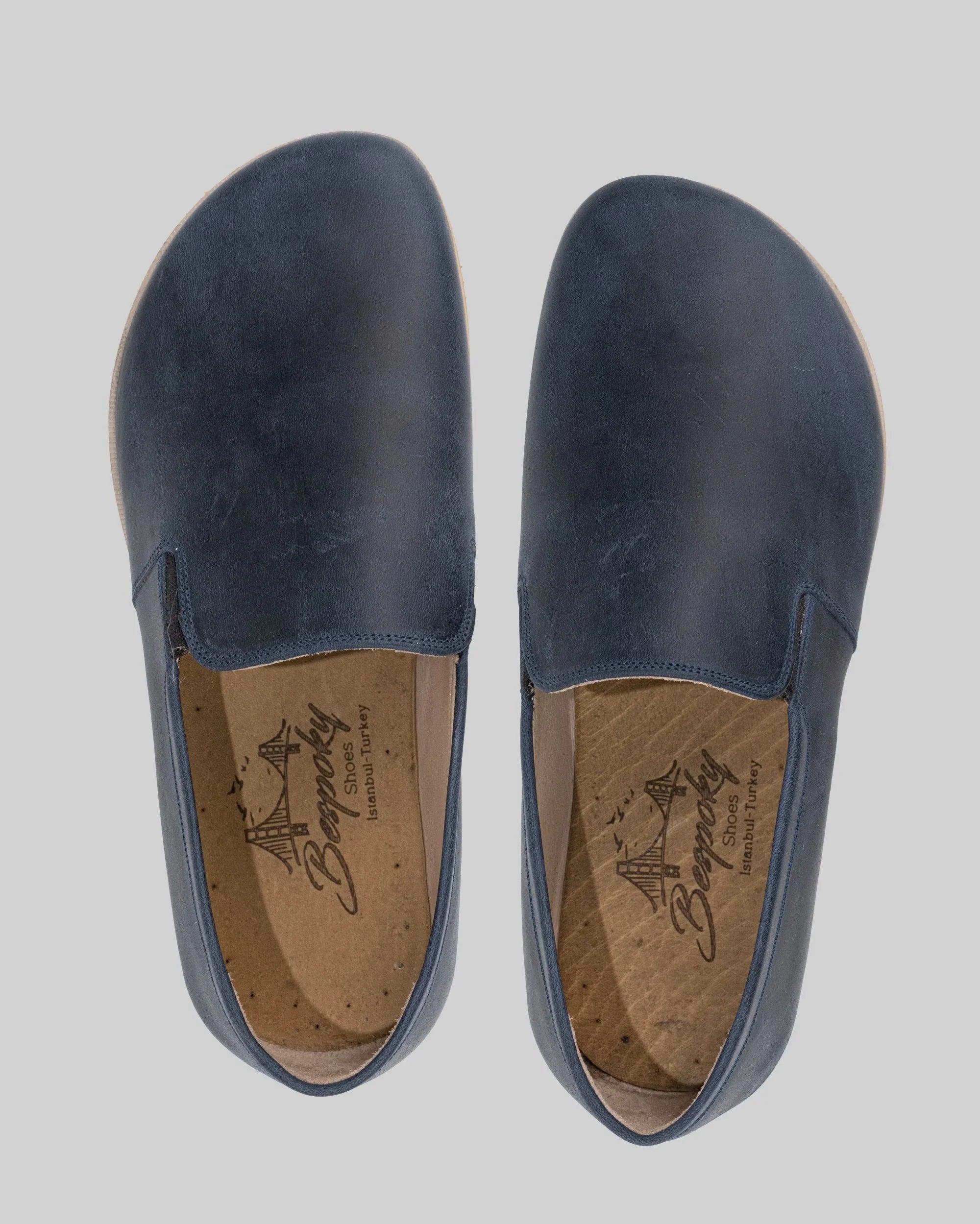 Side view Navy Barefoot Shoes - Calf Leather Zero Drop | Bespoky