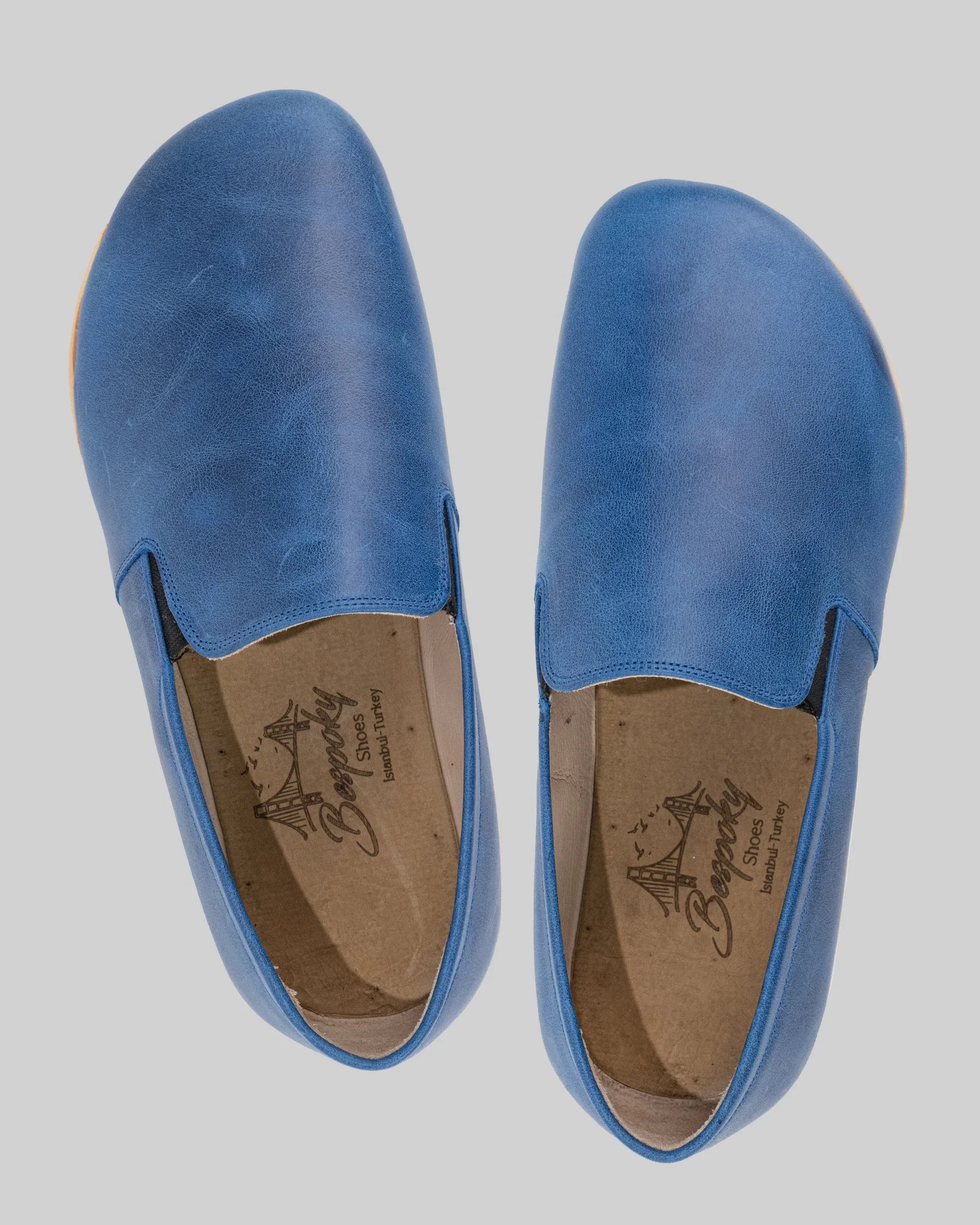 Side view Blue Barefoot Shoes - Calf Leather Zero Drop | Bespoky