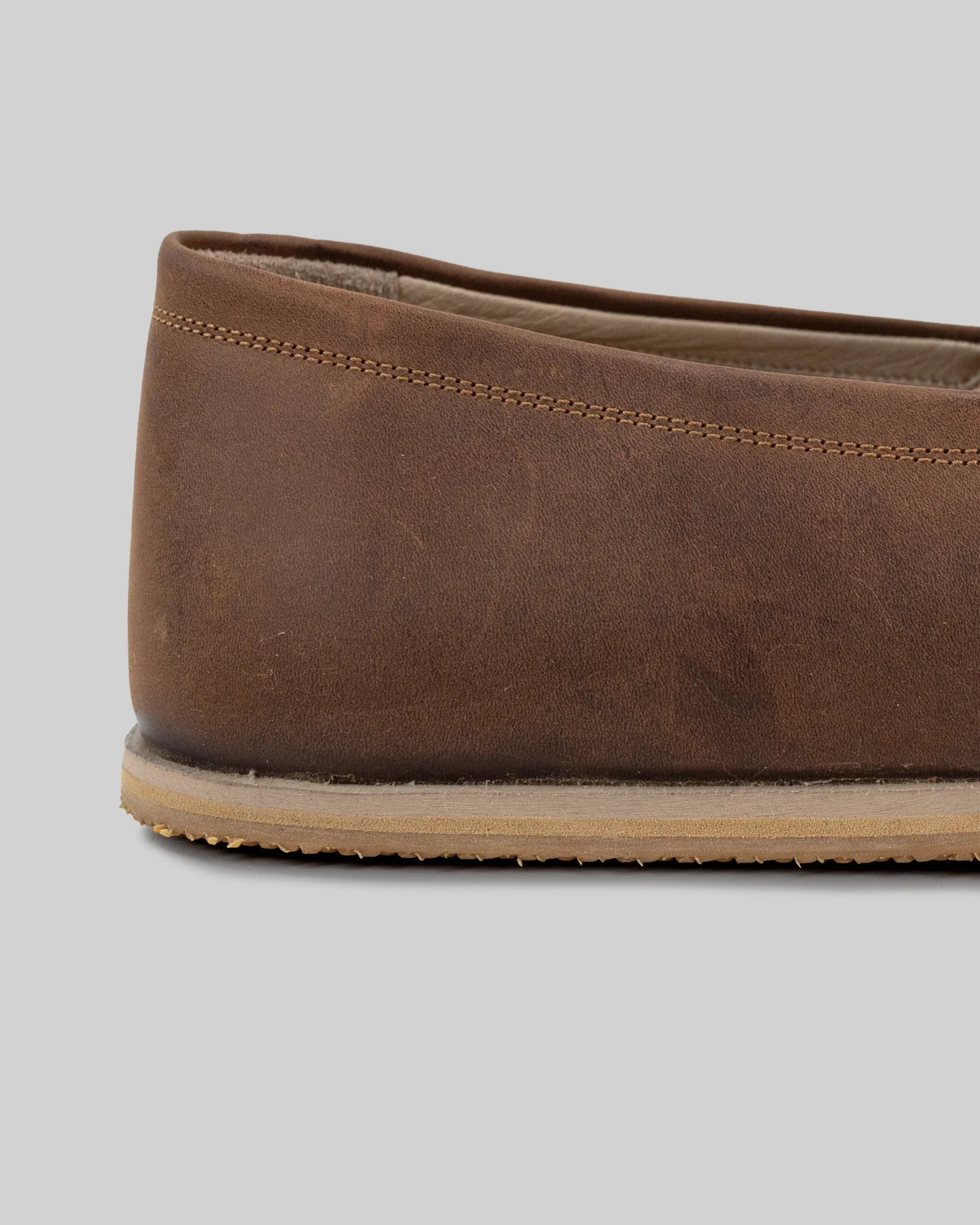 Detail Tan Barefoot Shoes - Handcrafted Calf Leather Turkey | Bespoky