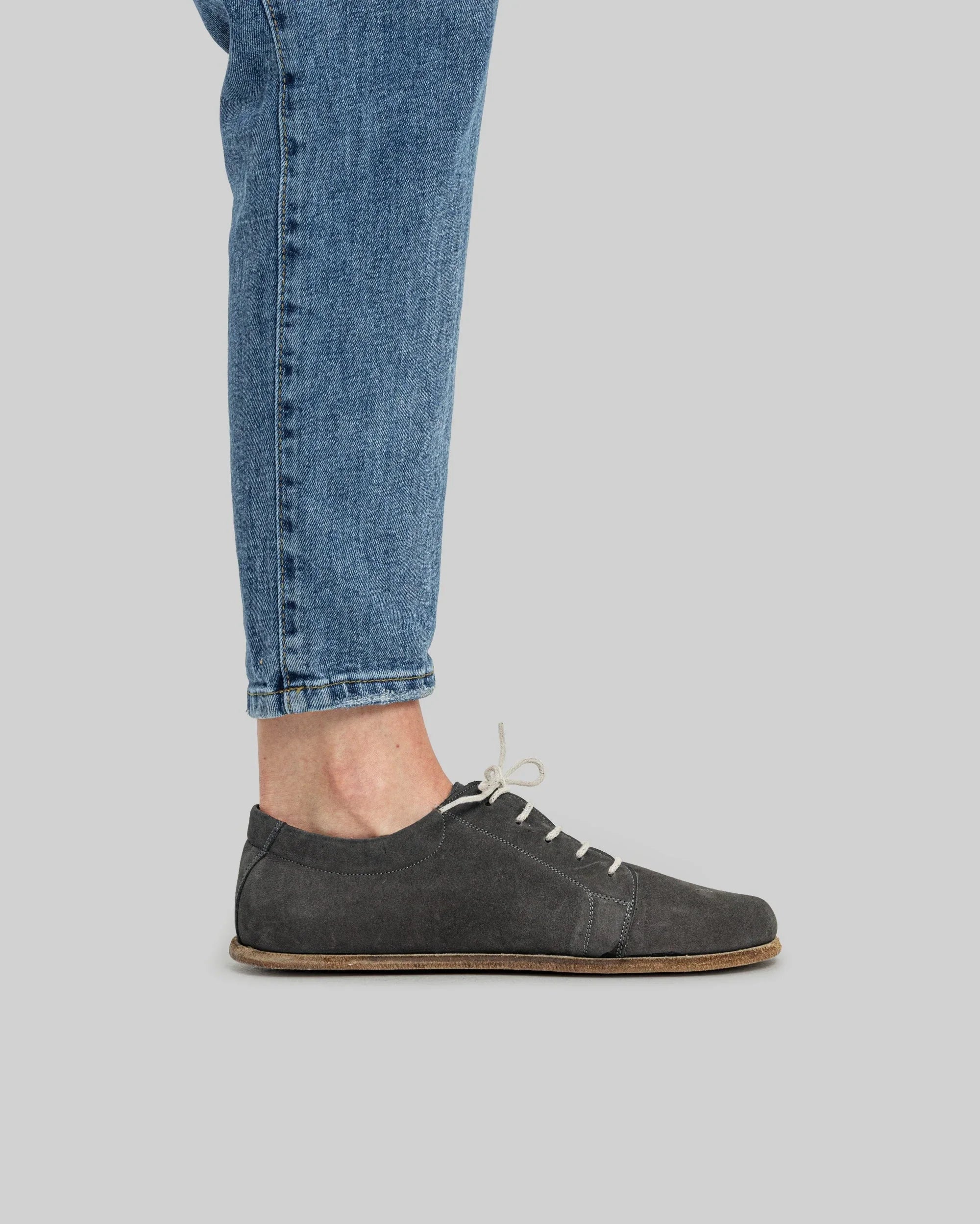 Pair Smoked Barefoot Sneaker - Barefoot Wide Toe Calf Leather | Bespoky