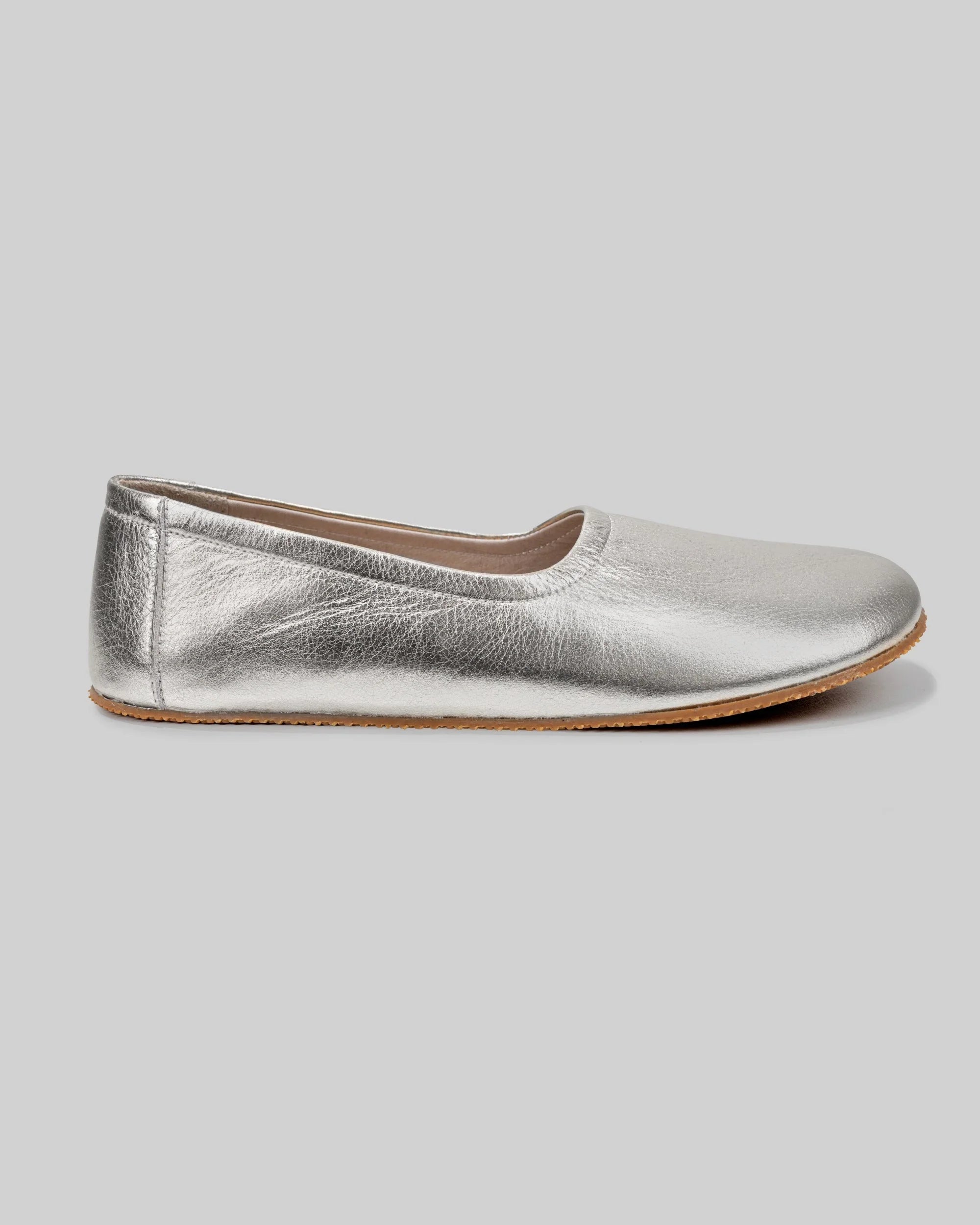 Back view Silver Ballet Flats - Calf Leather Handcrafted | Bespoky