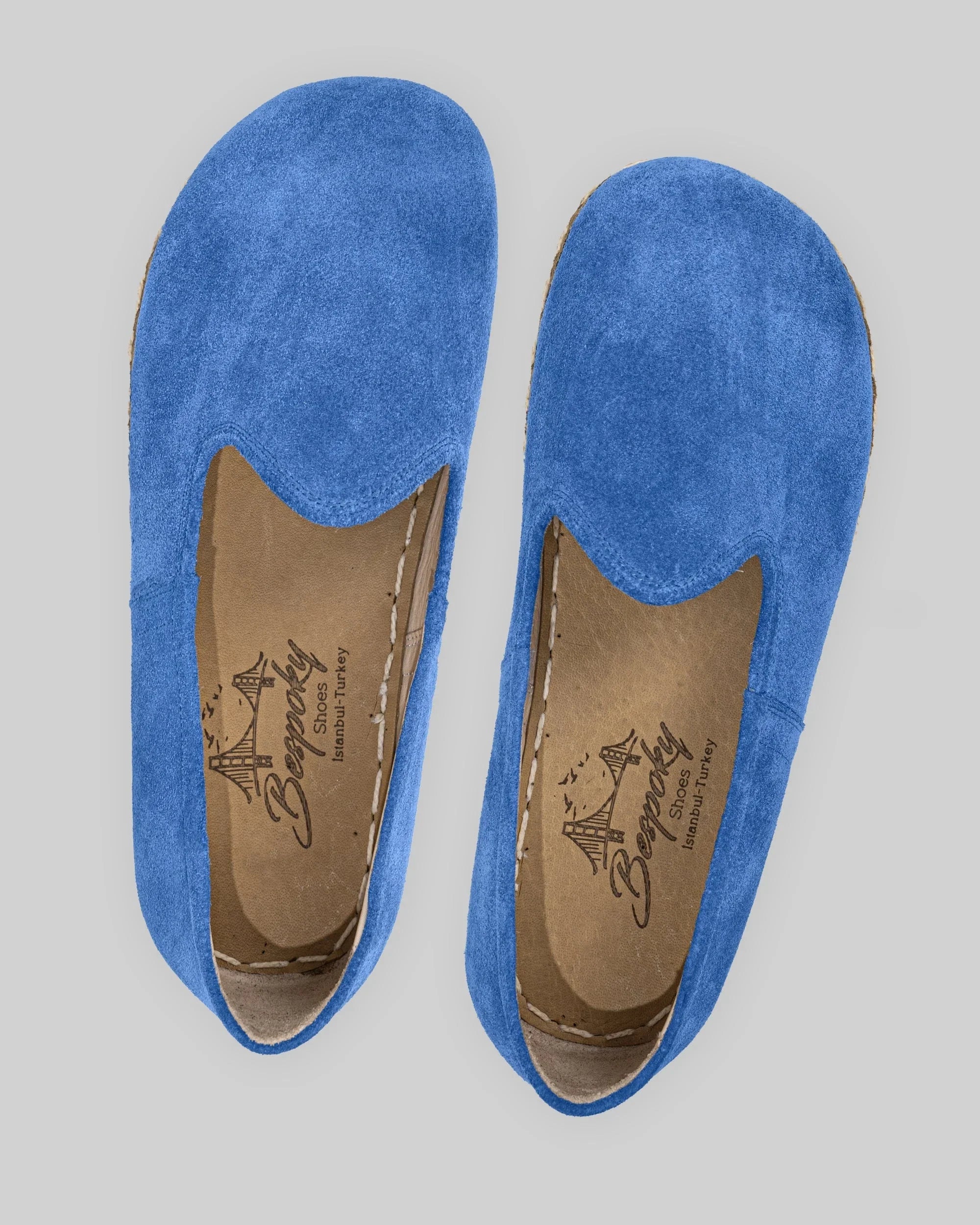 Side view Blue Suede Barefoot Yemeni - Calf Leather Zero Drop | Bespoky