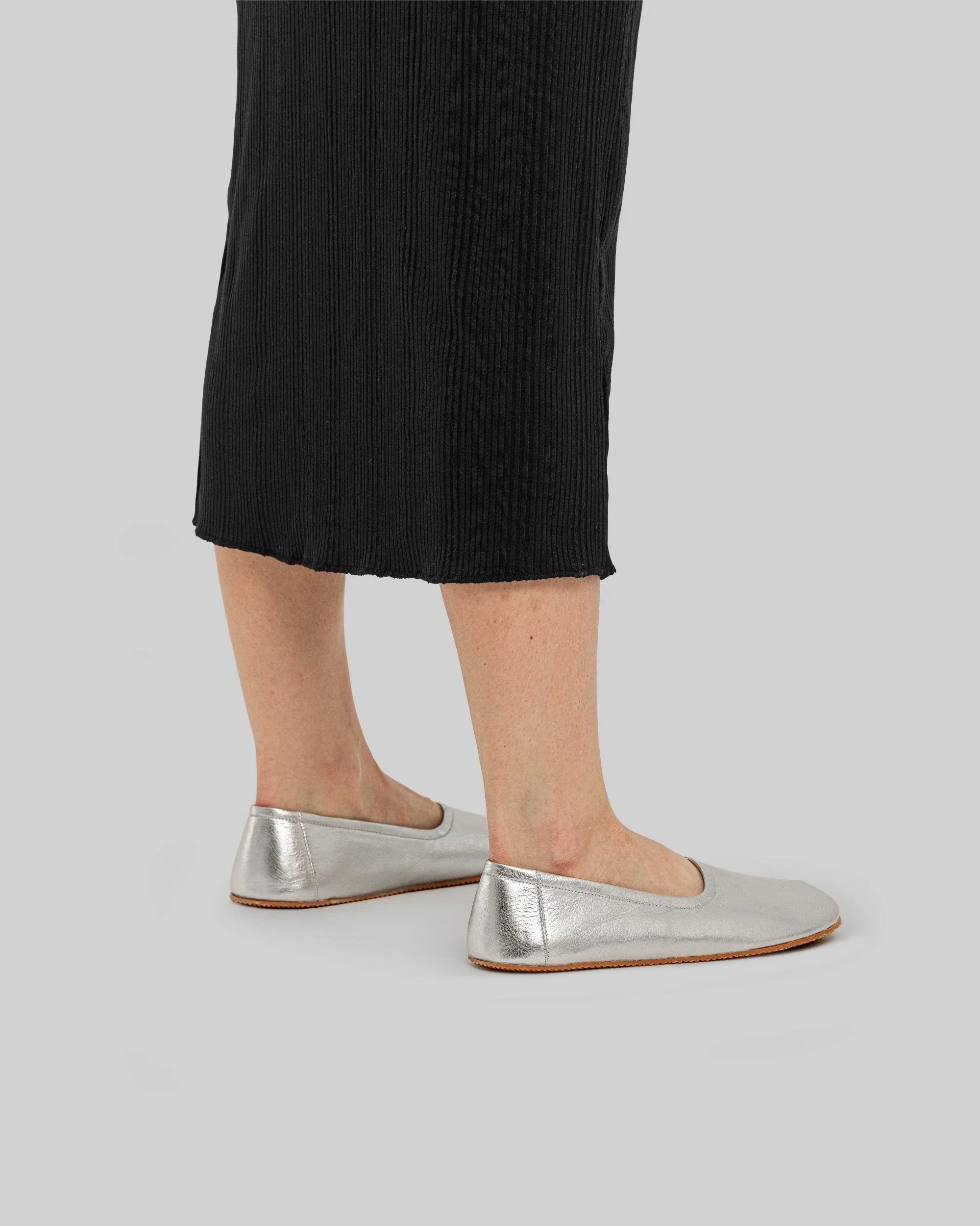 Top view Silver Ballet Flats - Handcrafted Calf Leather | Bespoky