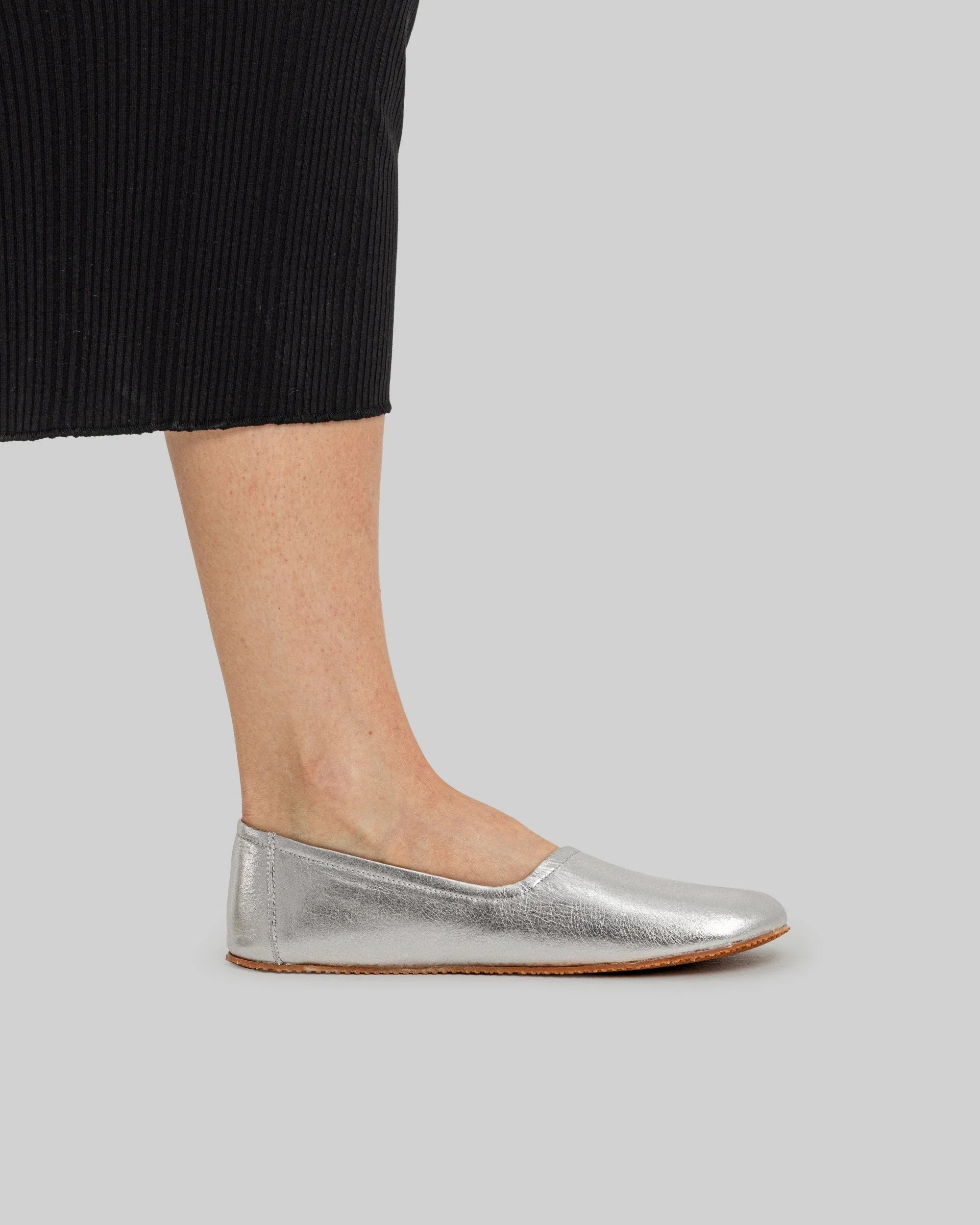 Detail Silver Ballet Flats - Handcrafted Calf Leather Turkey | Bespoky