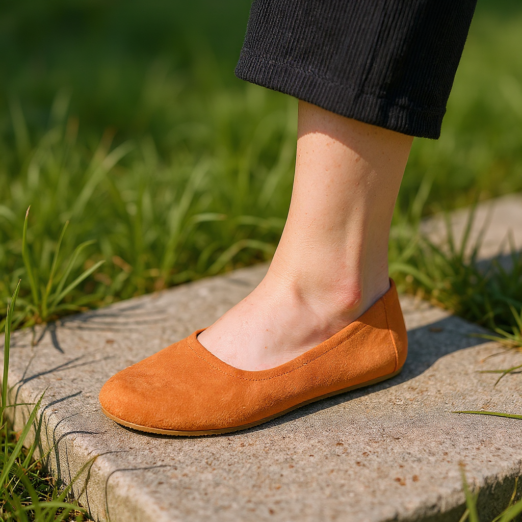 Bespoky orange ballet flats — detail