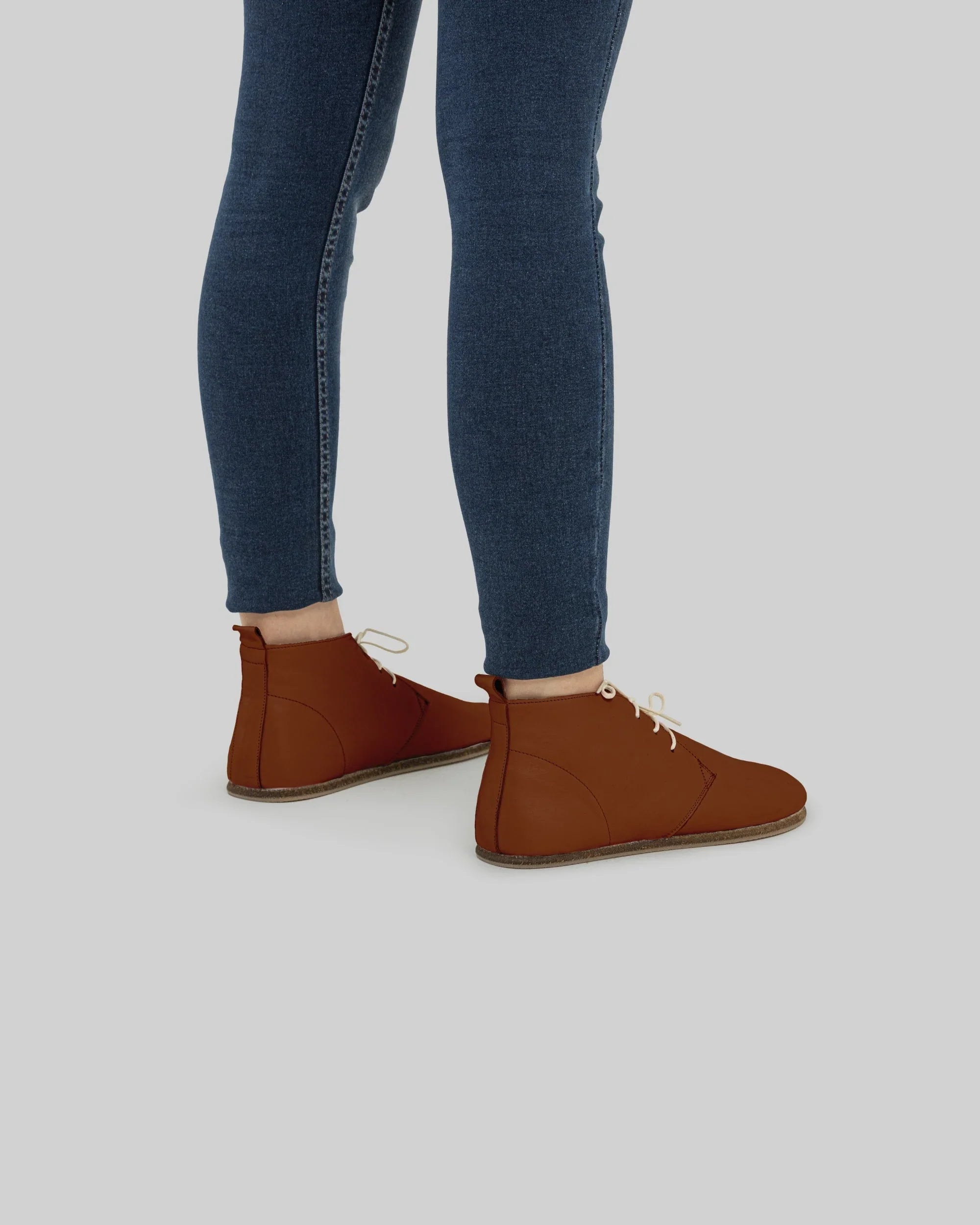 Pair Dark Brown Ankle Boots - Barefoot Wide Toe Calf Leather | Bespoky
