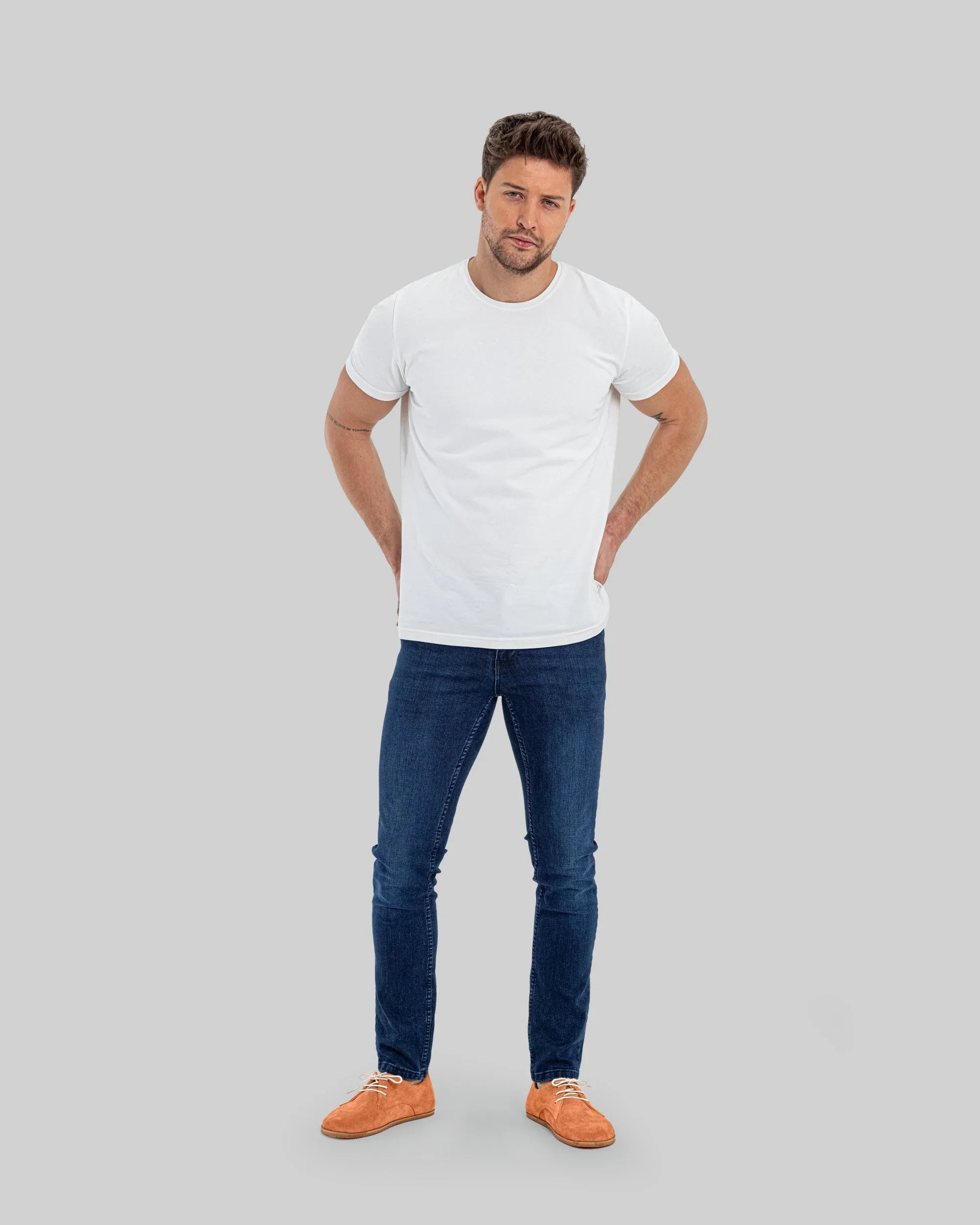 Pair Orange Suede Oxford Shoes - Barefoot Wide Toe Calf Leather | Bespoky