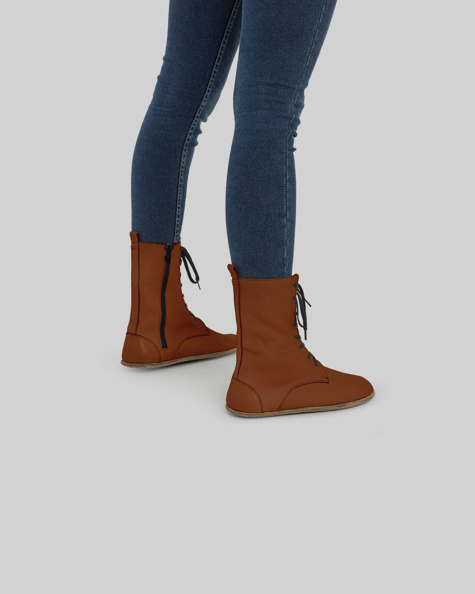 Pair Dark Brown Barefoot Boot - Barefoot Wide Toe Calf Leather | Bespoky