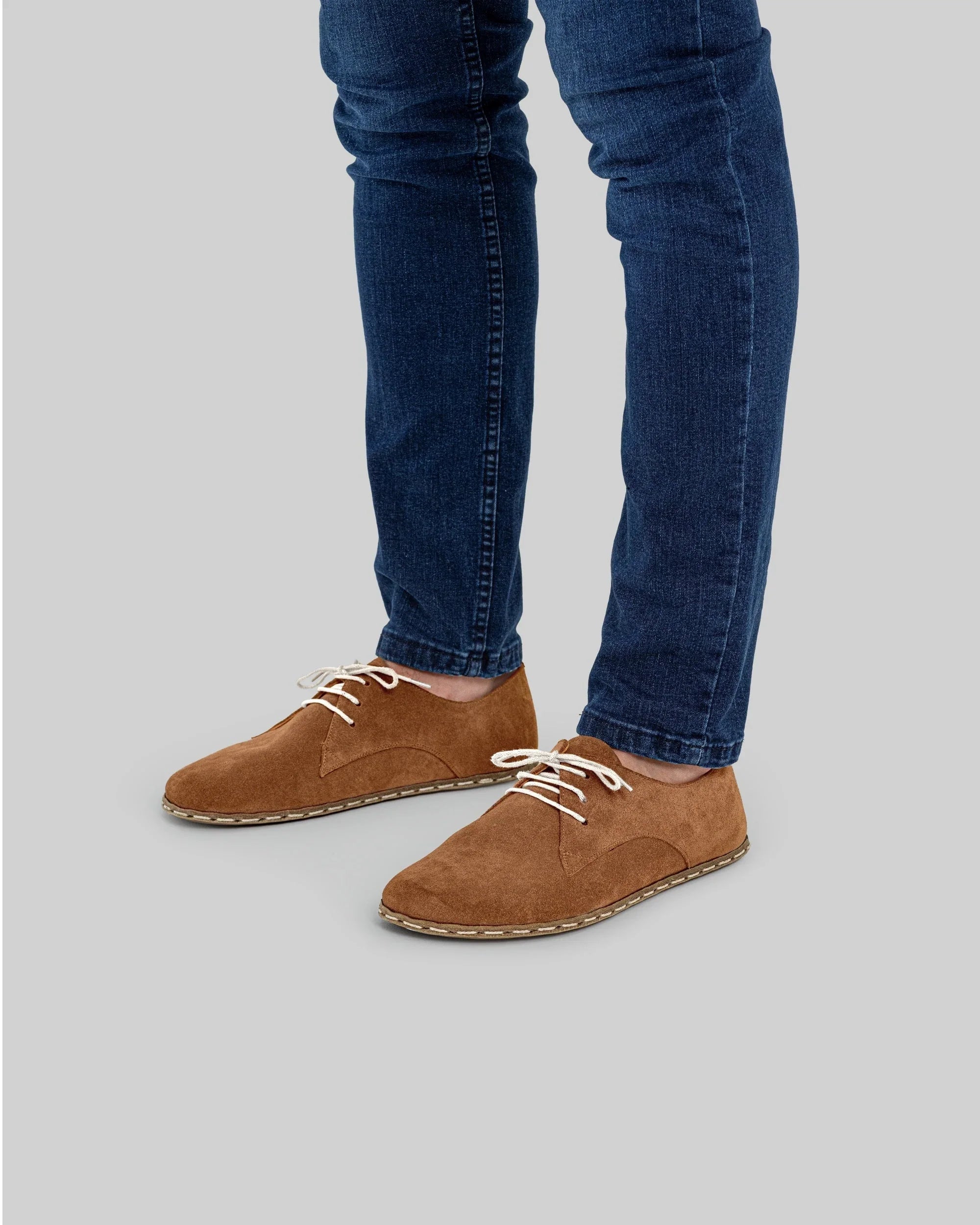 Side view Suede Oxford Shoes - Calf Leather Zero Drop | Bespoky