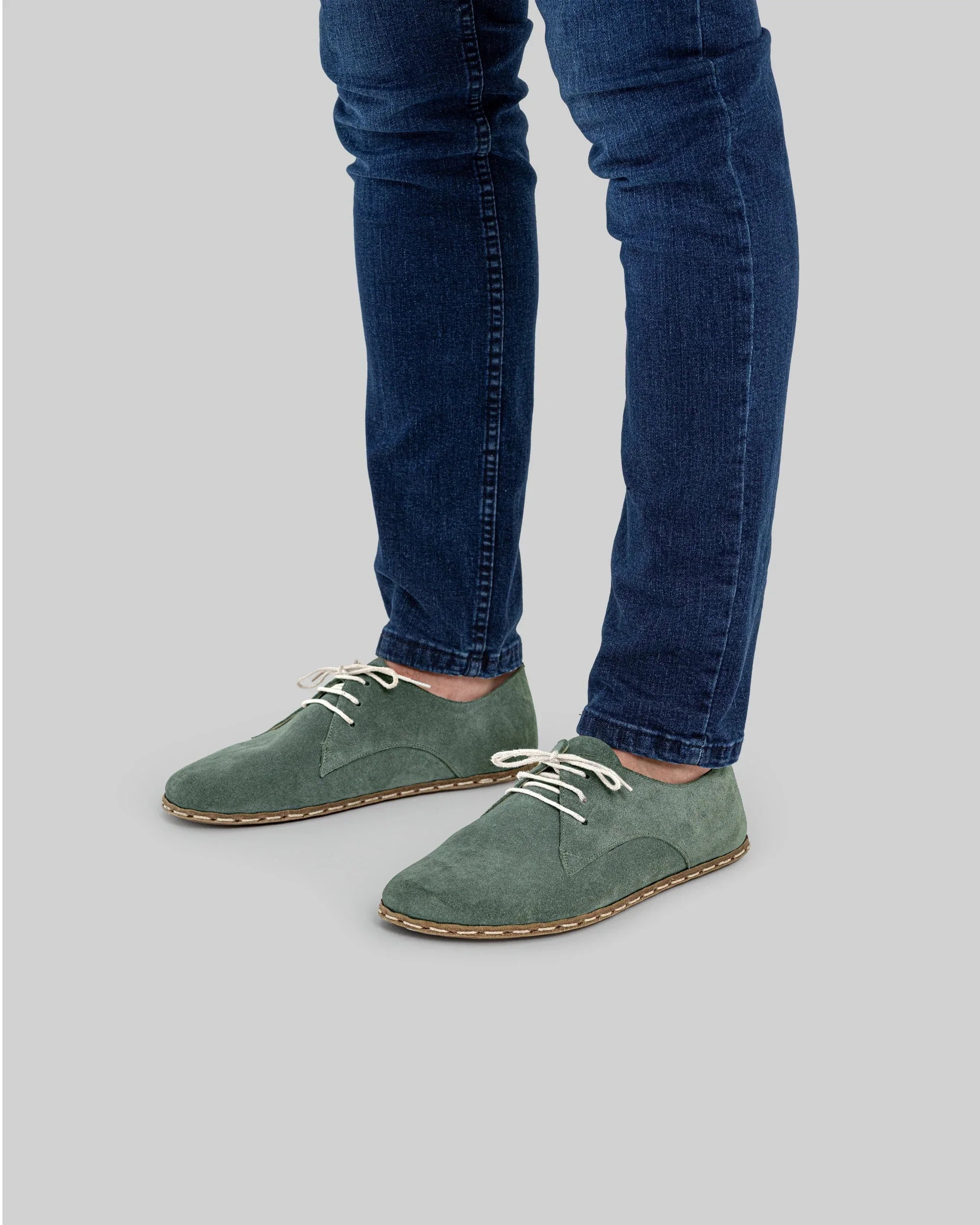 Side view Green Oxford Shoes - Calf Leather Zero Drop | Bespoky
