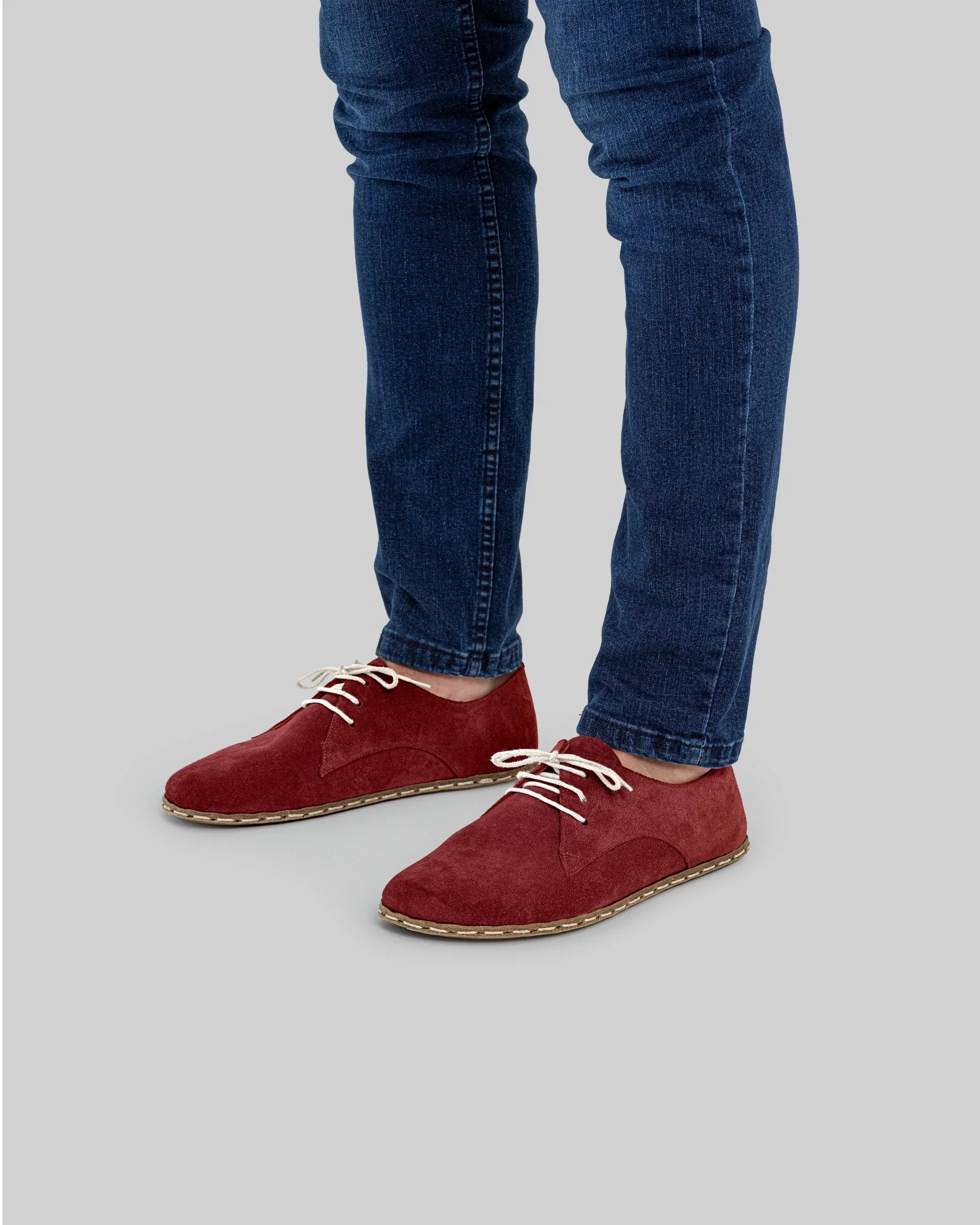Side view Burgundy Oxford Shoes - Calf Leather Zero Drop | Bespoky