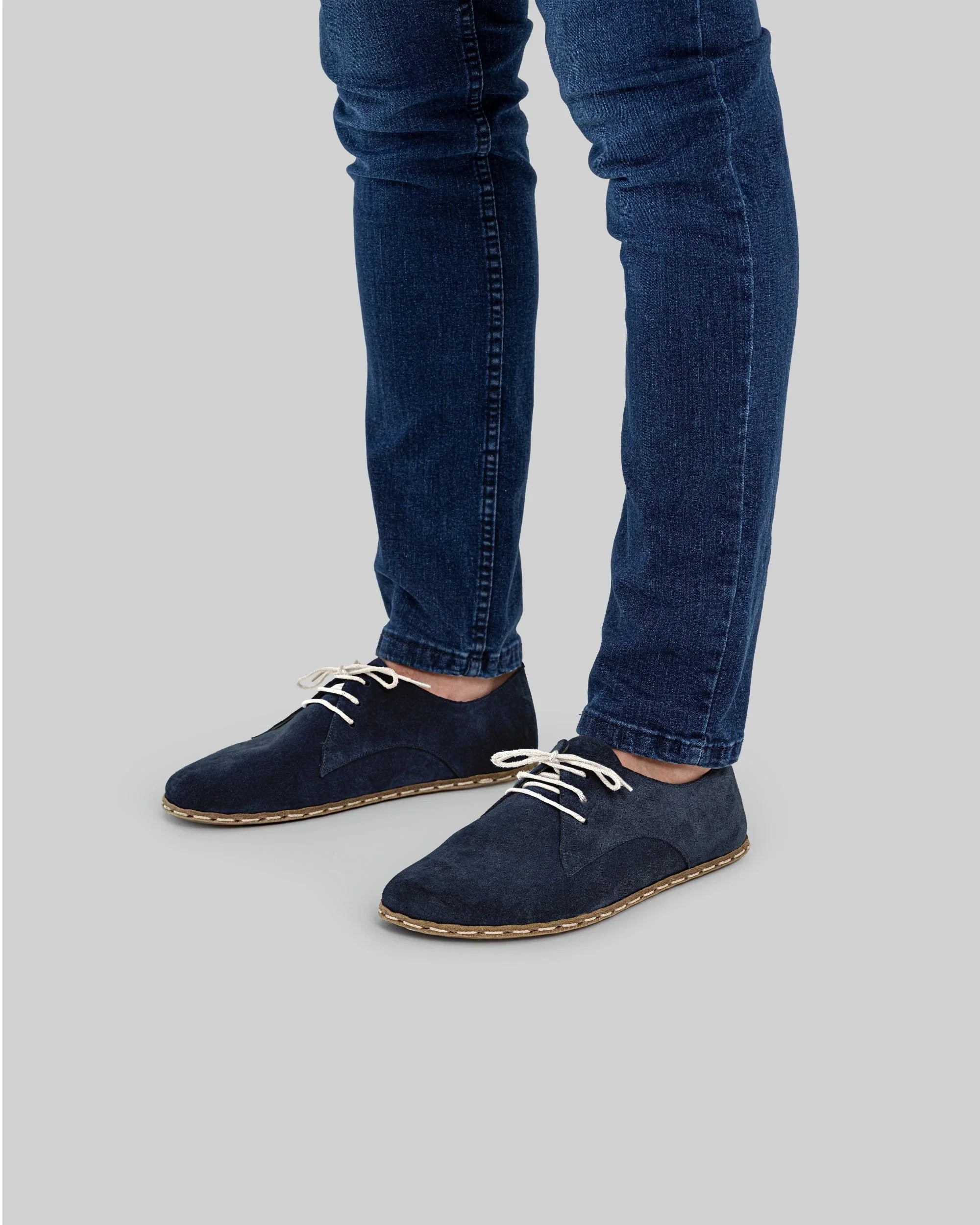 Side view Navy Oxford Shoes - Calf Leather Zero Drop | Bespoky