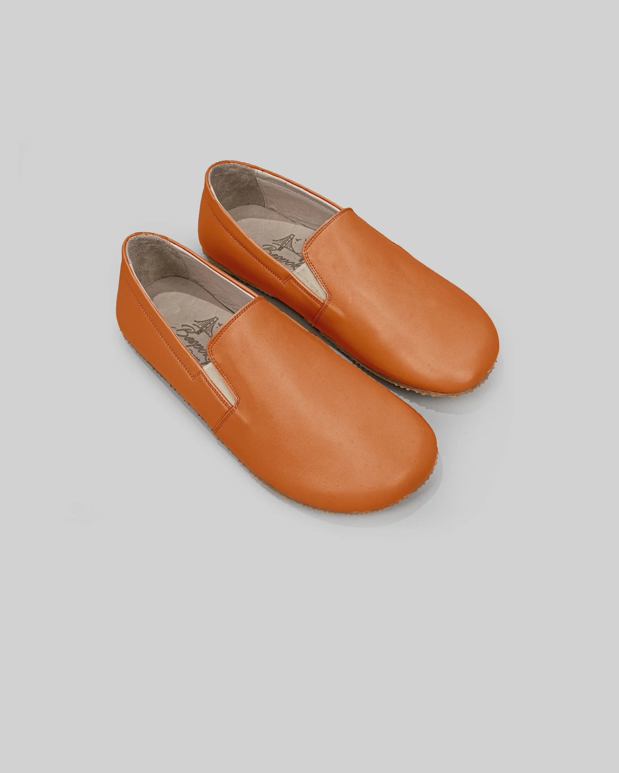 Women's Orange Barefoot Shoes - Handcrafted Calf Leather Wide Toe Box | Bespoky