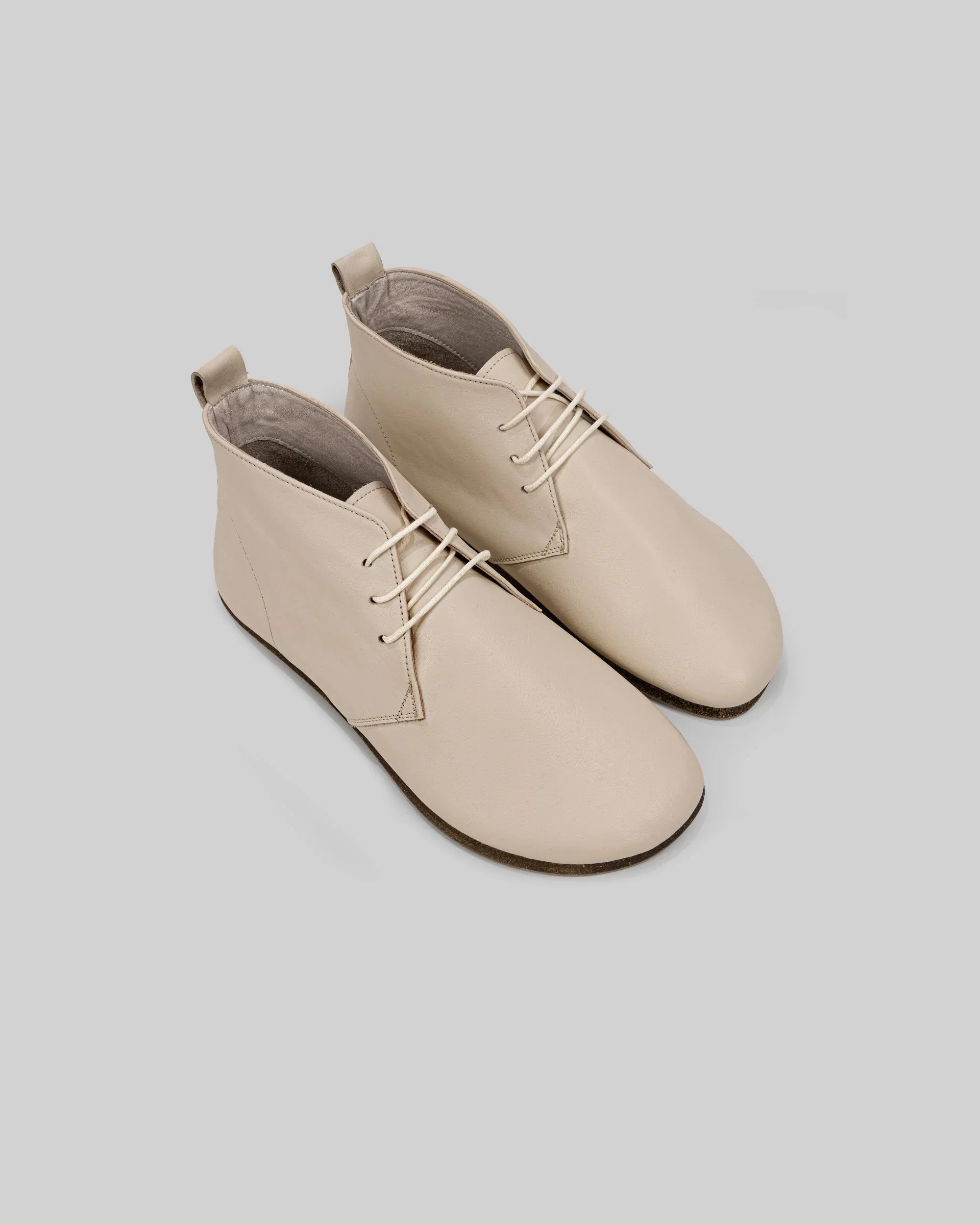 Women's Beige Ankle Boots - Handcrafted Calf Leather Wide Toe Box | Bespoky