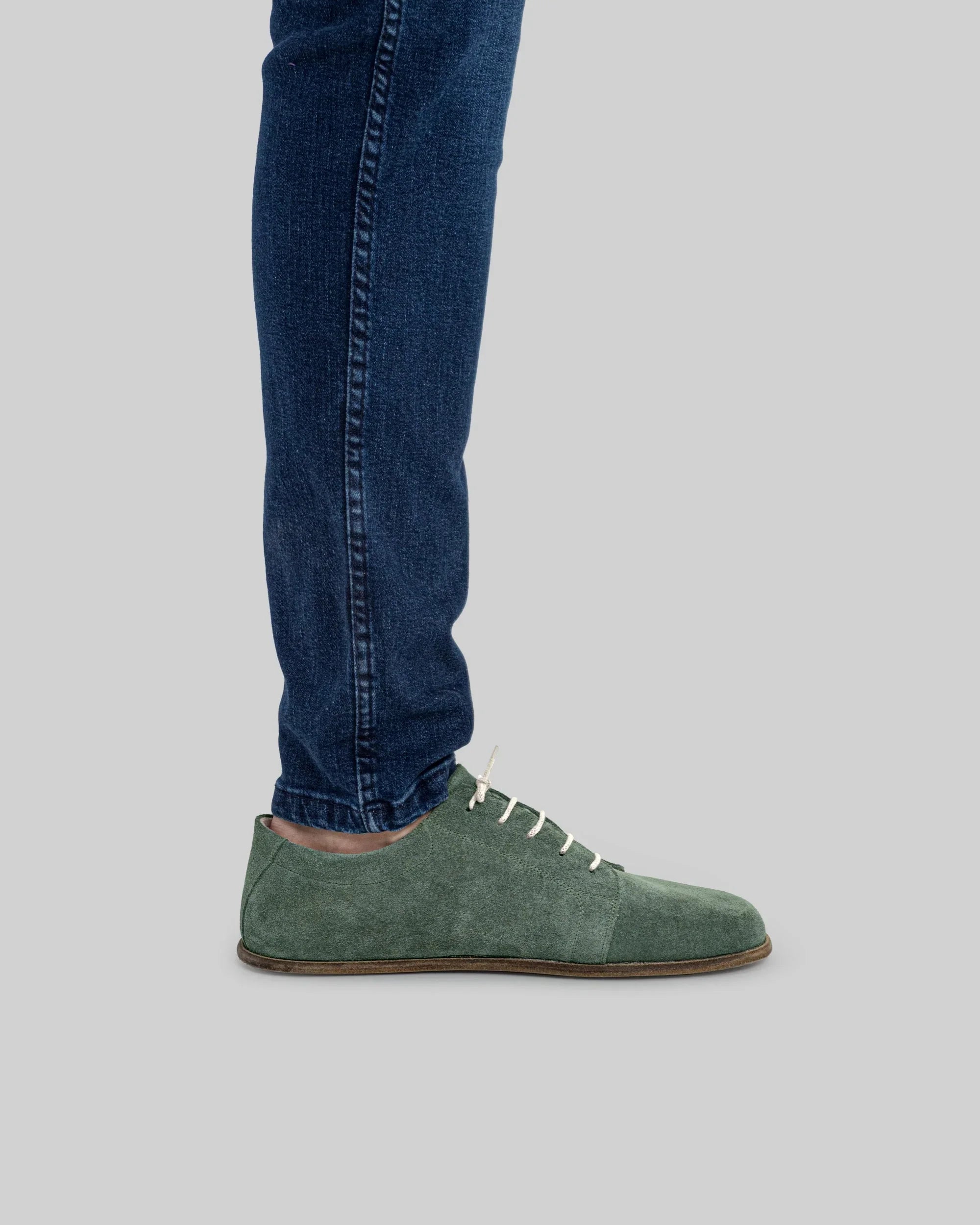Back view Green Barefoot Sneaker - Calf Leather Handcrafted | Bespoky