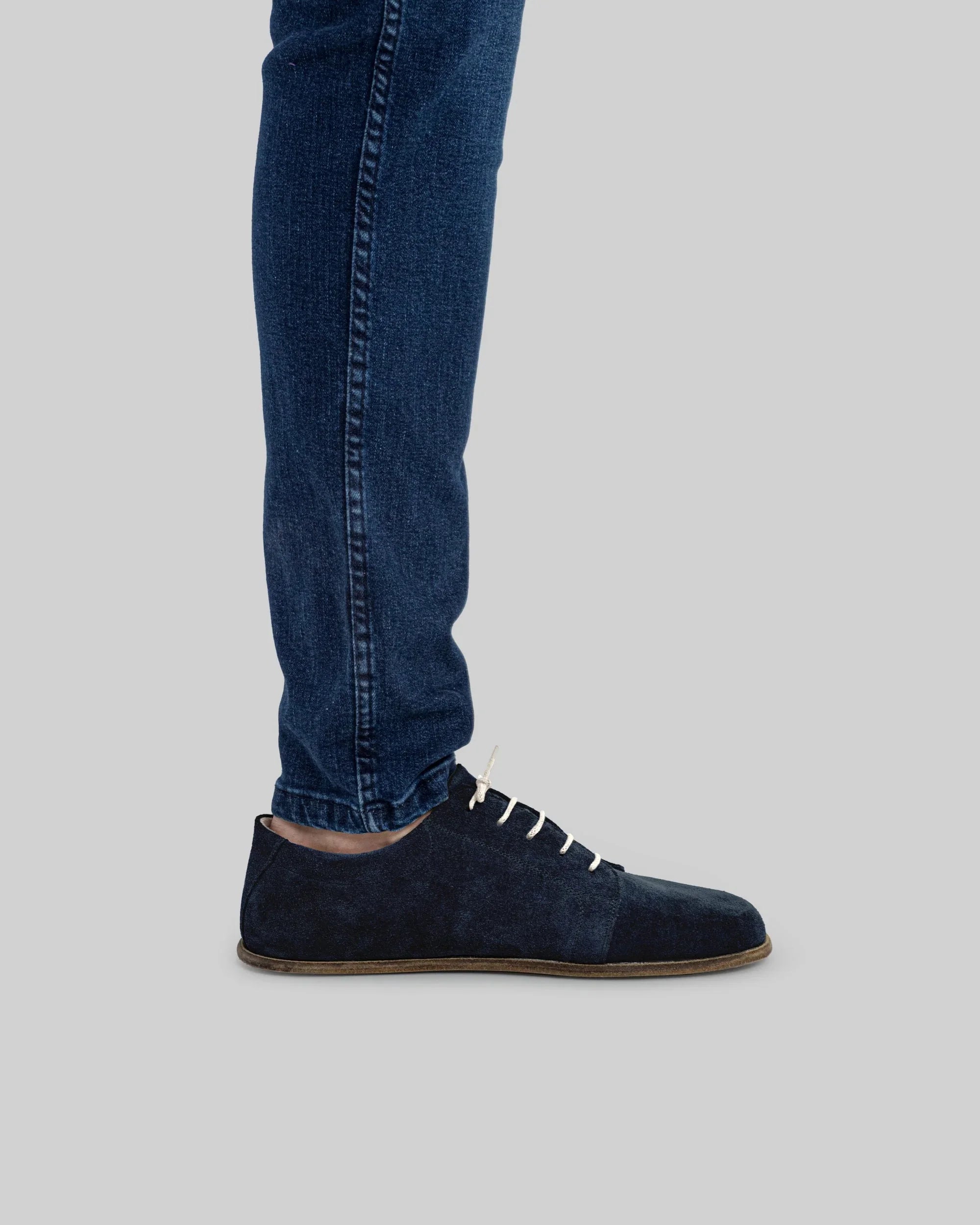 Back view Navy Barefoot Sneaker - Calf Leather Handcrafted | Bespoky
