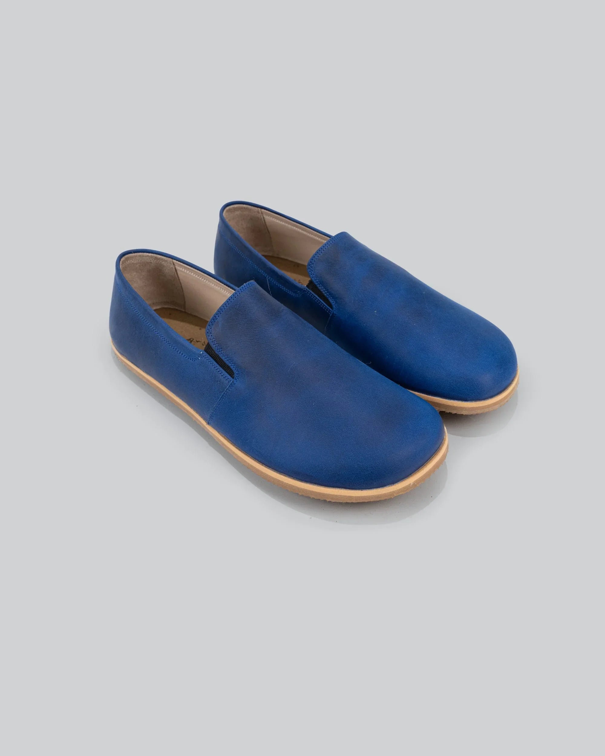 Men's Blue Barefoot Shoes - Handcrafted Calf Leather Wide Toe Box | Bespoky