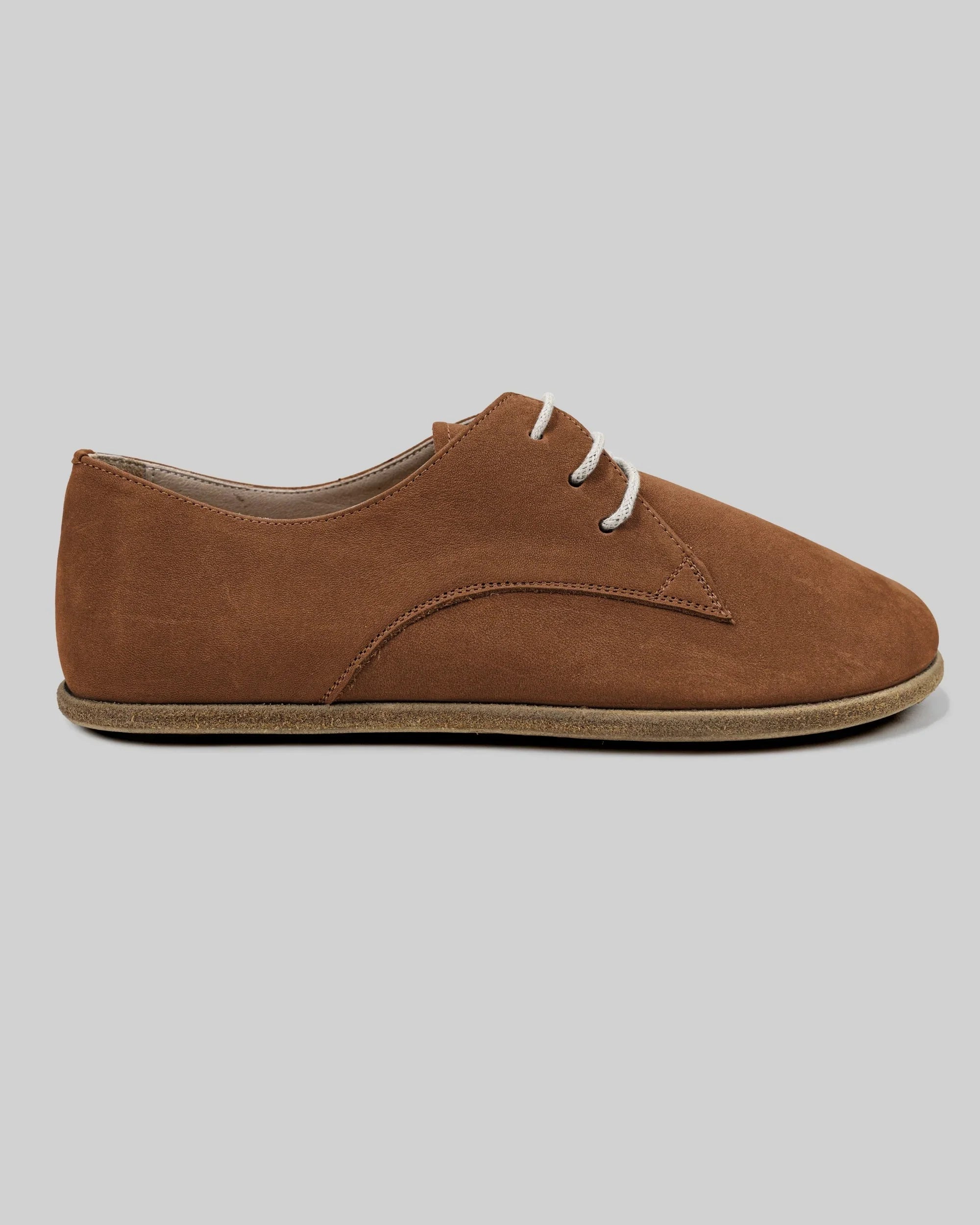 Side view Tan Oxford Shoes - Calf Leather Zero Drop | Bespoky