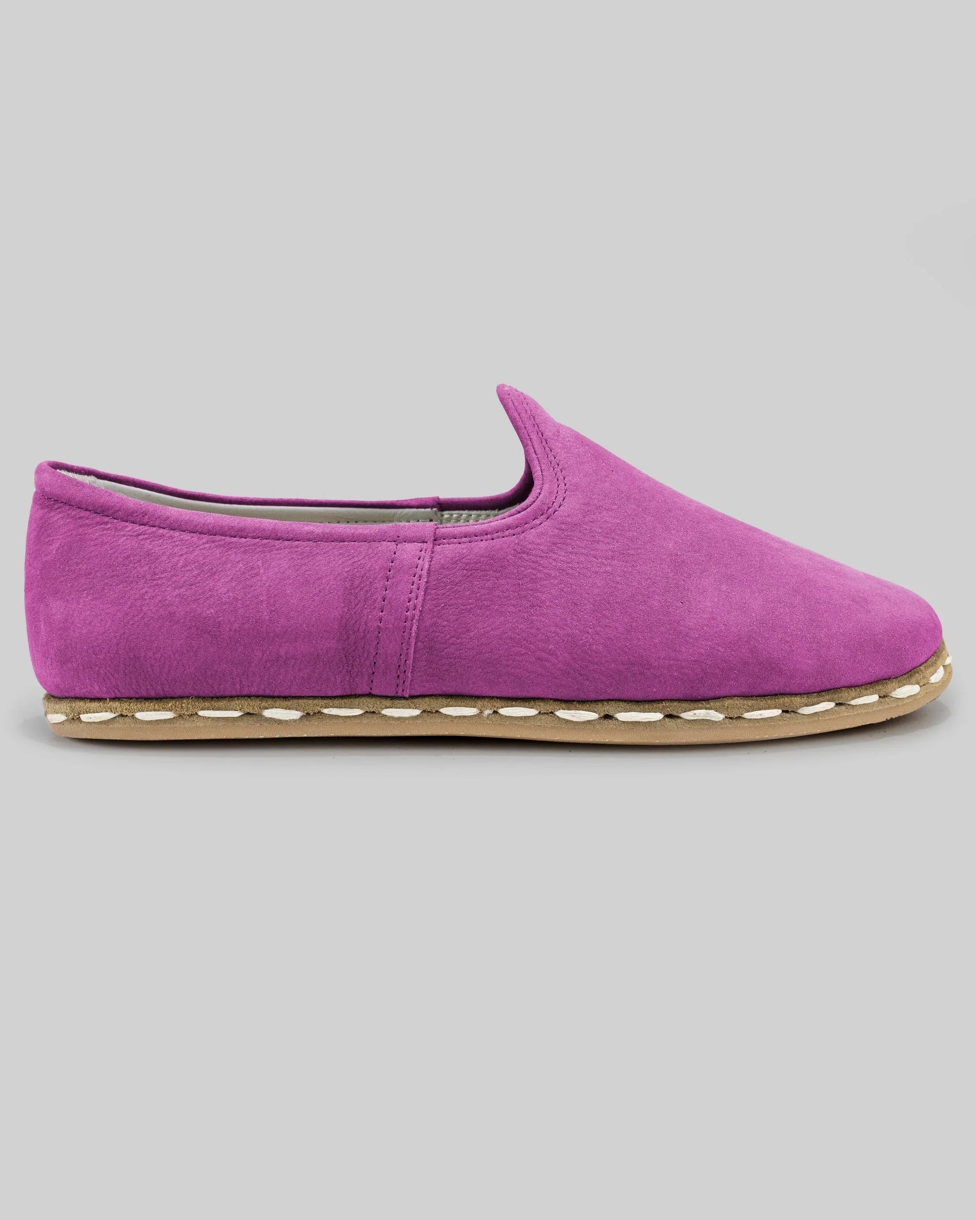Side view Pink Nubuck Yemeni Shoes - Calf Leather Zero Drop | Bespoky