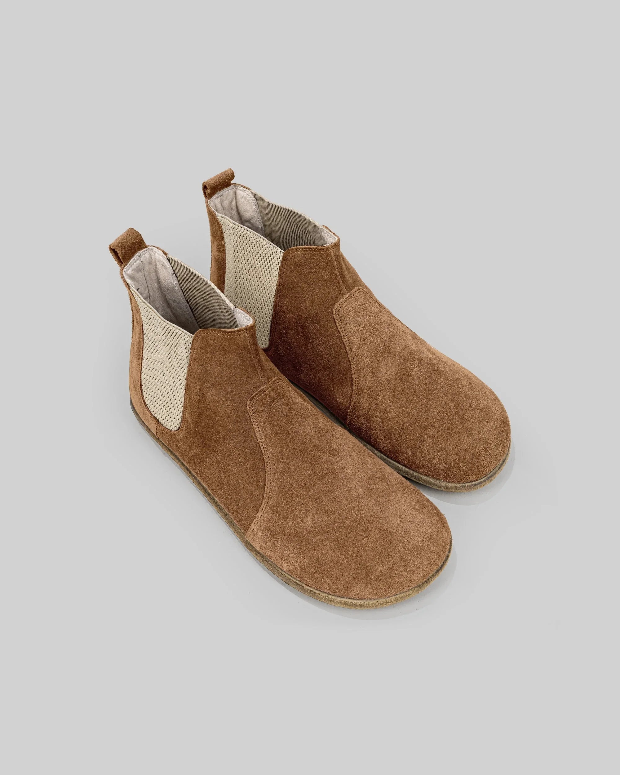 Men's Tan Suede Chelsea Boots - Handcrafted Calf Leather Wide Toe Box | Bespoky