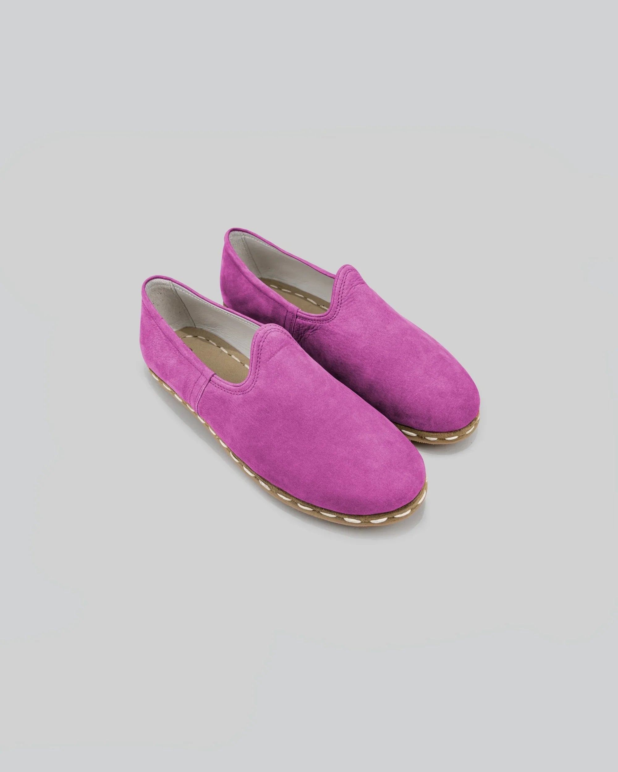 Men's Pink Nubuck Yemeni Shoes - Handcrafted Calf Leather Wide Toe Box | Bespoky