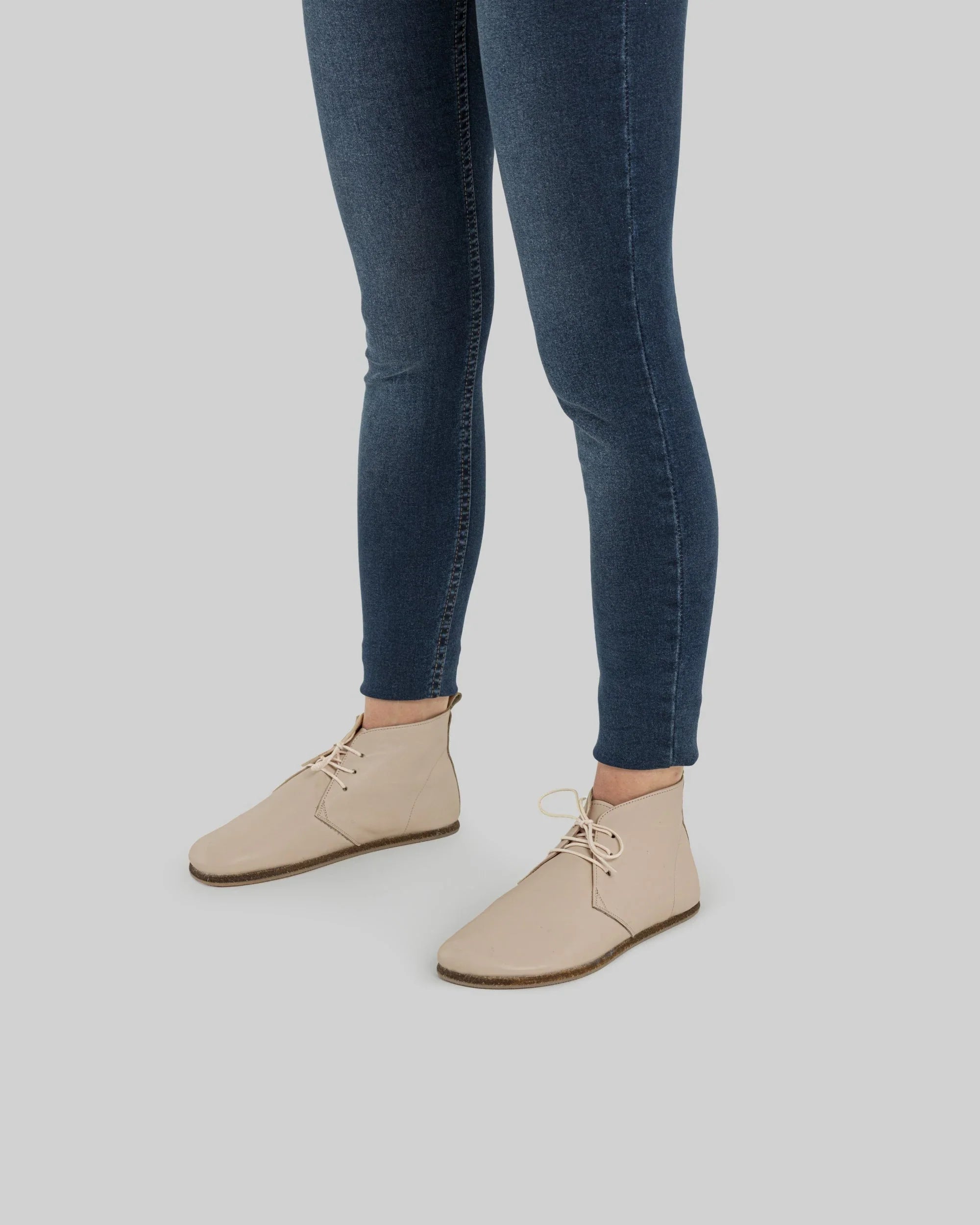 Sole detail Beige Ankle Boots - Zero Drop Calf Leather | Bespoky