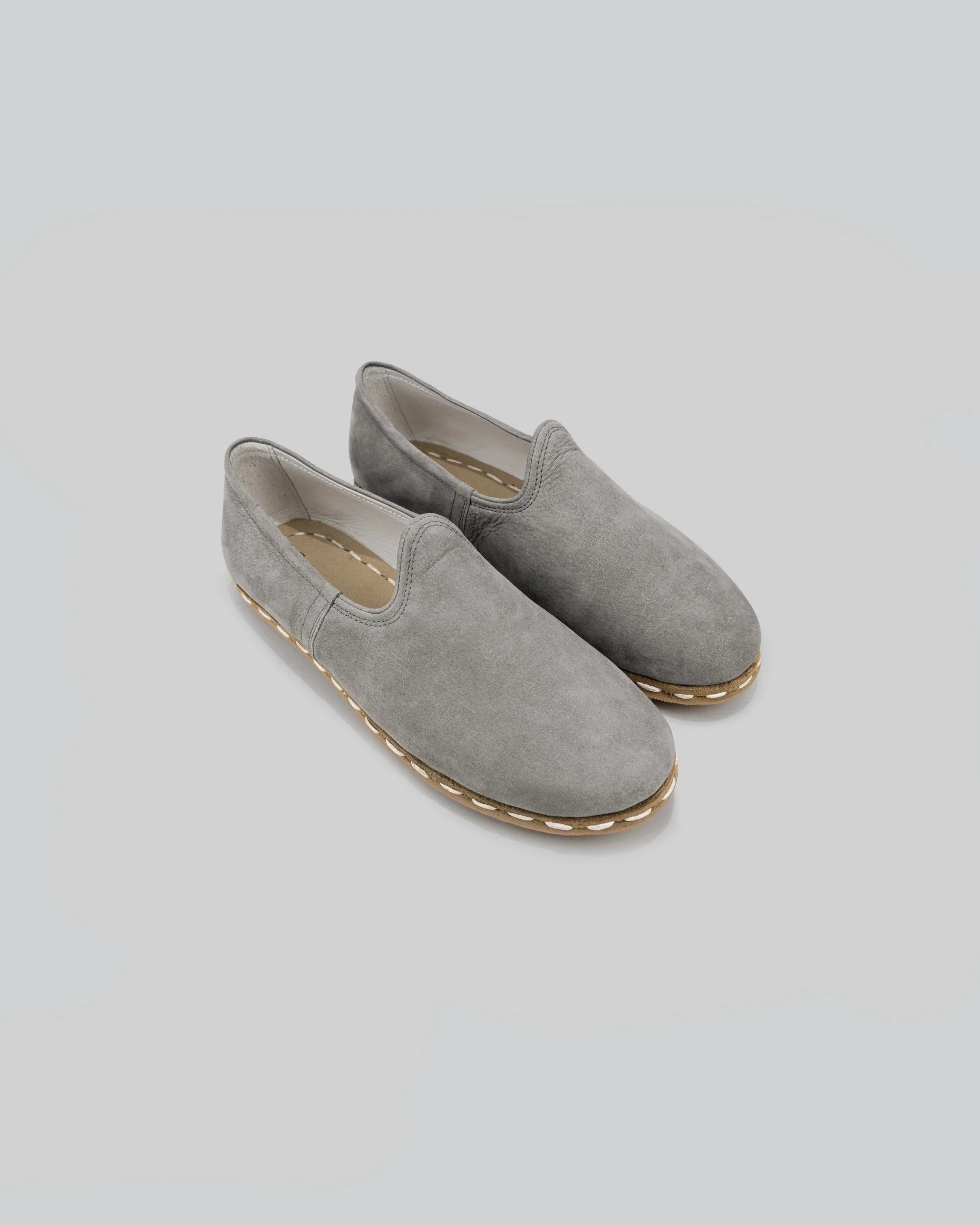 Women's Grey Yemeni Shoes - Handcrafted Calf Leather Wide Toe Box | Bespoky