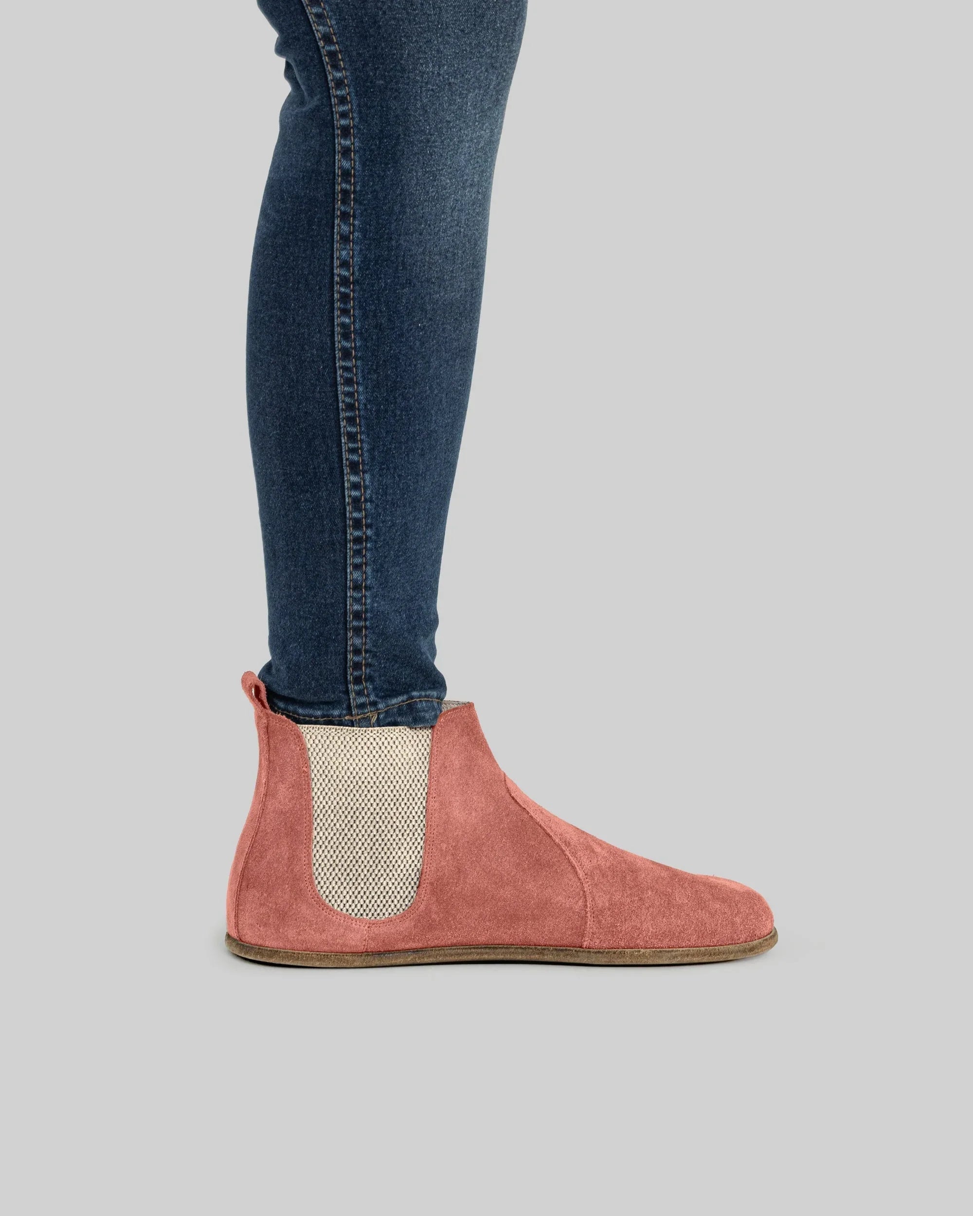 Back view Pink Suede Chelsea Boots - Calf Leather Handcrafted | Bespoky
