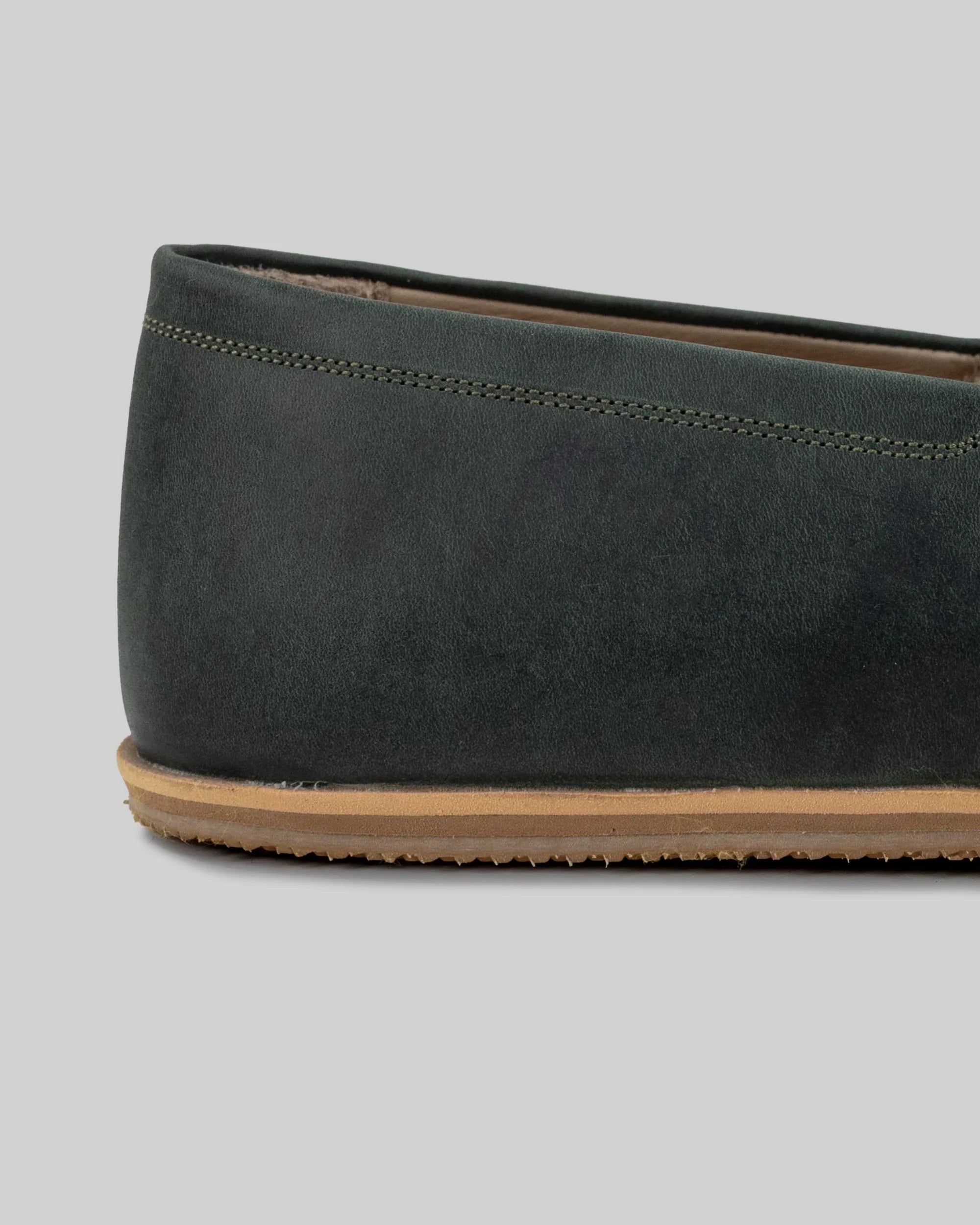 Detail Green Barefoot Shoes - Handcrafted Calf Leather Turkey | Bespoky