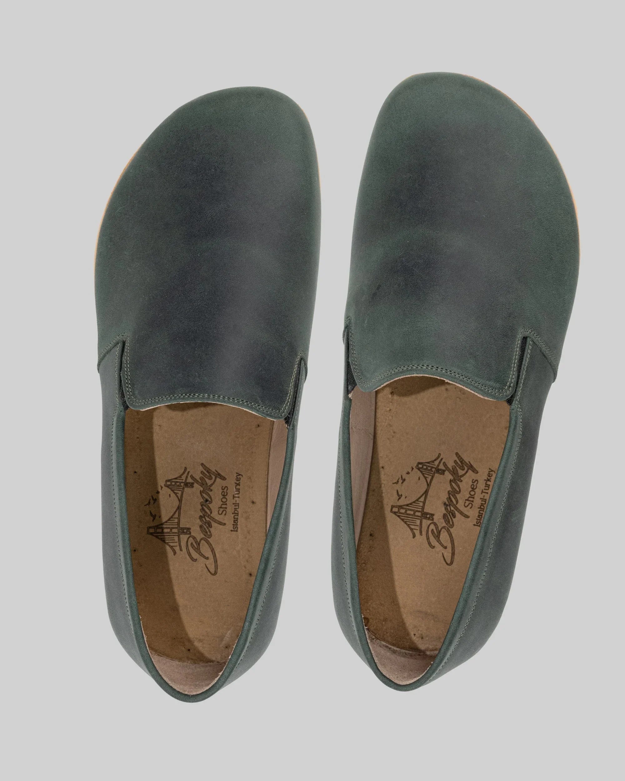 Side view Green Barefoot Shoes - Calf Leather Zero Drop | Bespoky