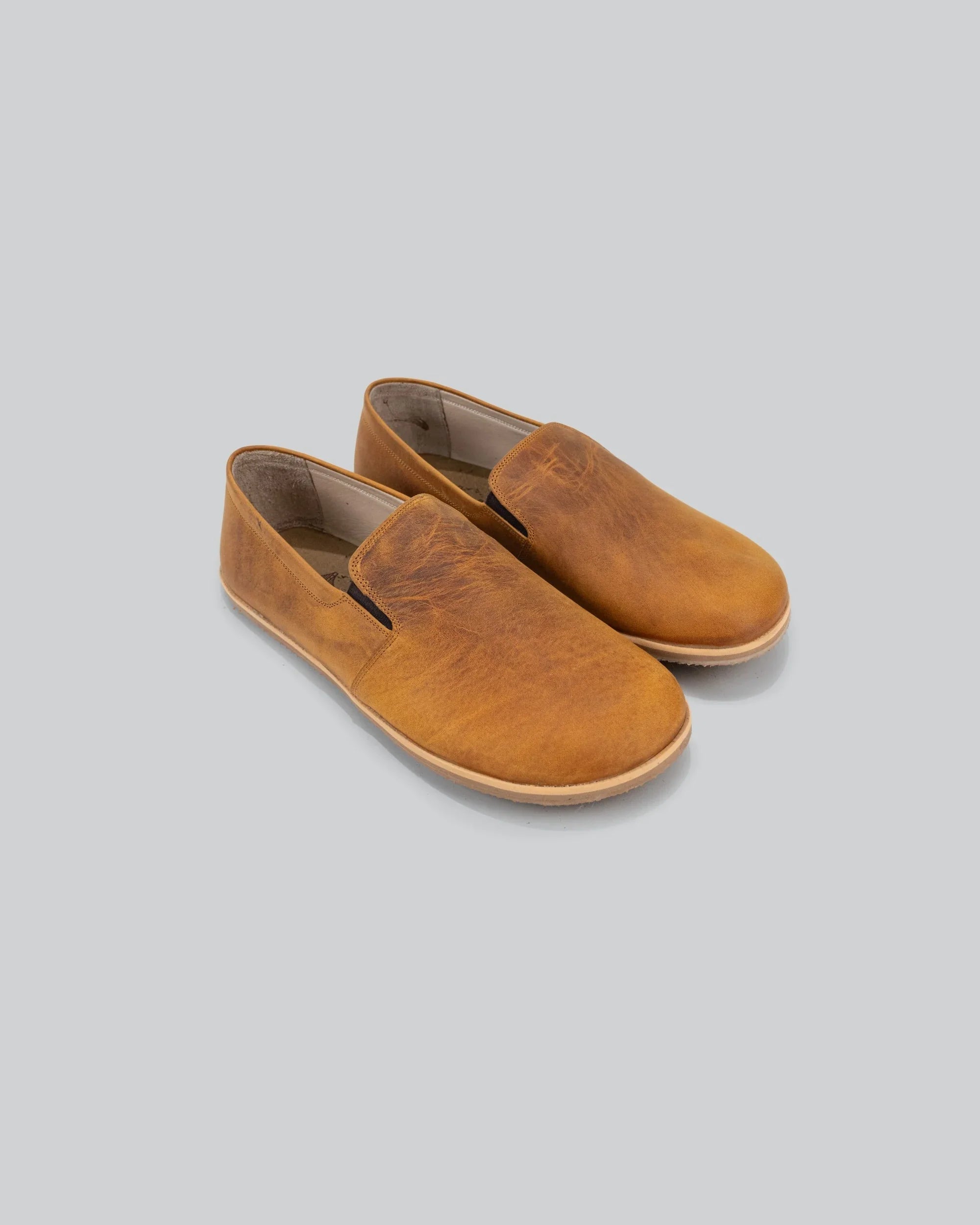 Men's Tan Barefoot Shoes - Handcrafted Calf Leather Wide Toe Box | Bespoky