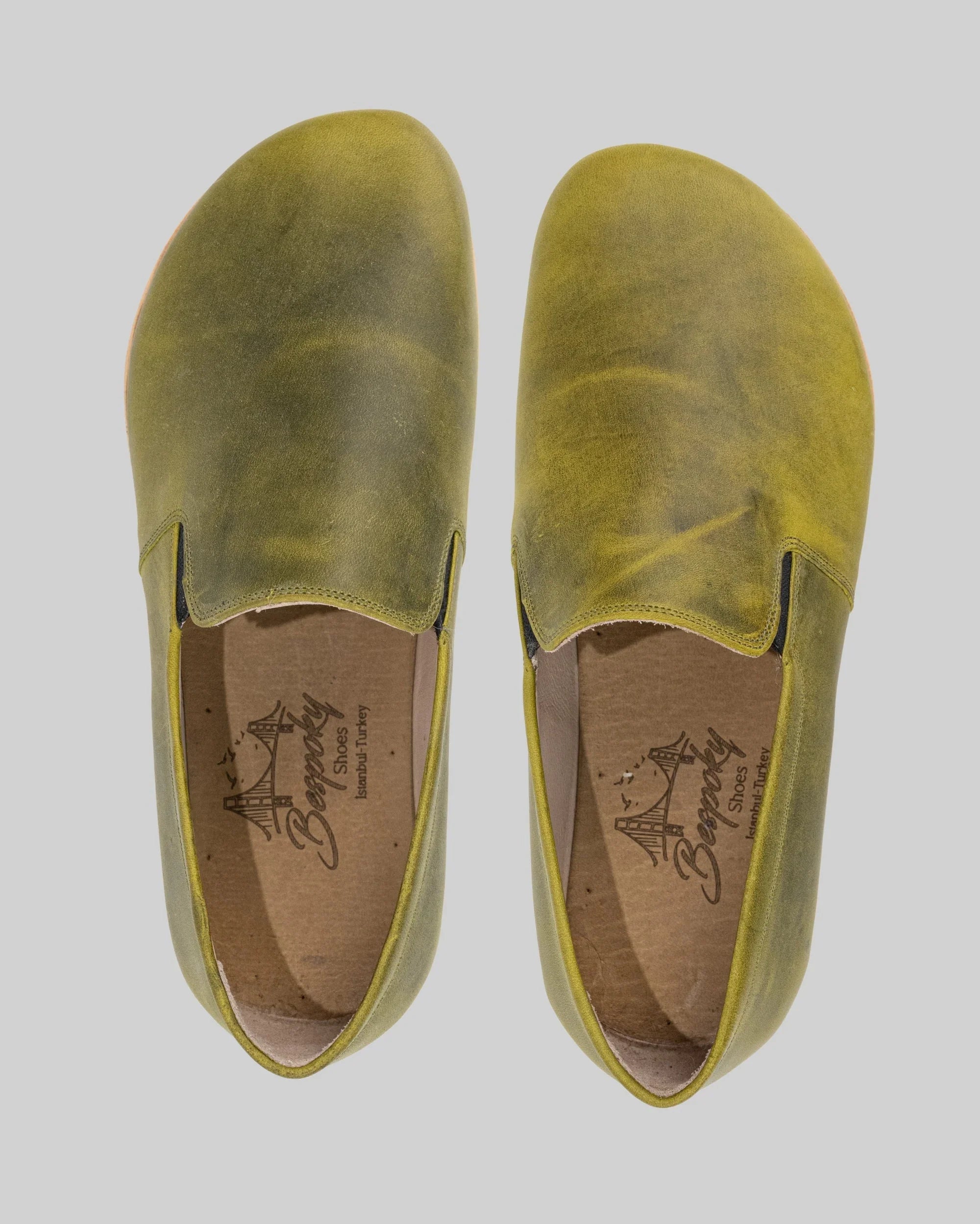 Top view Yellow Barefoot Shoes - Handcrafted Calf Leather | Bespoky