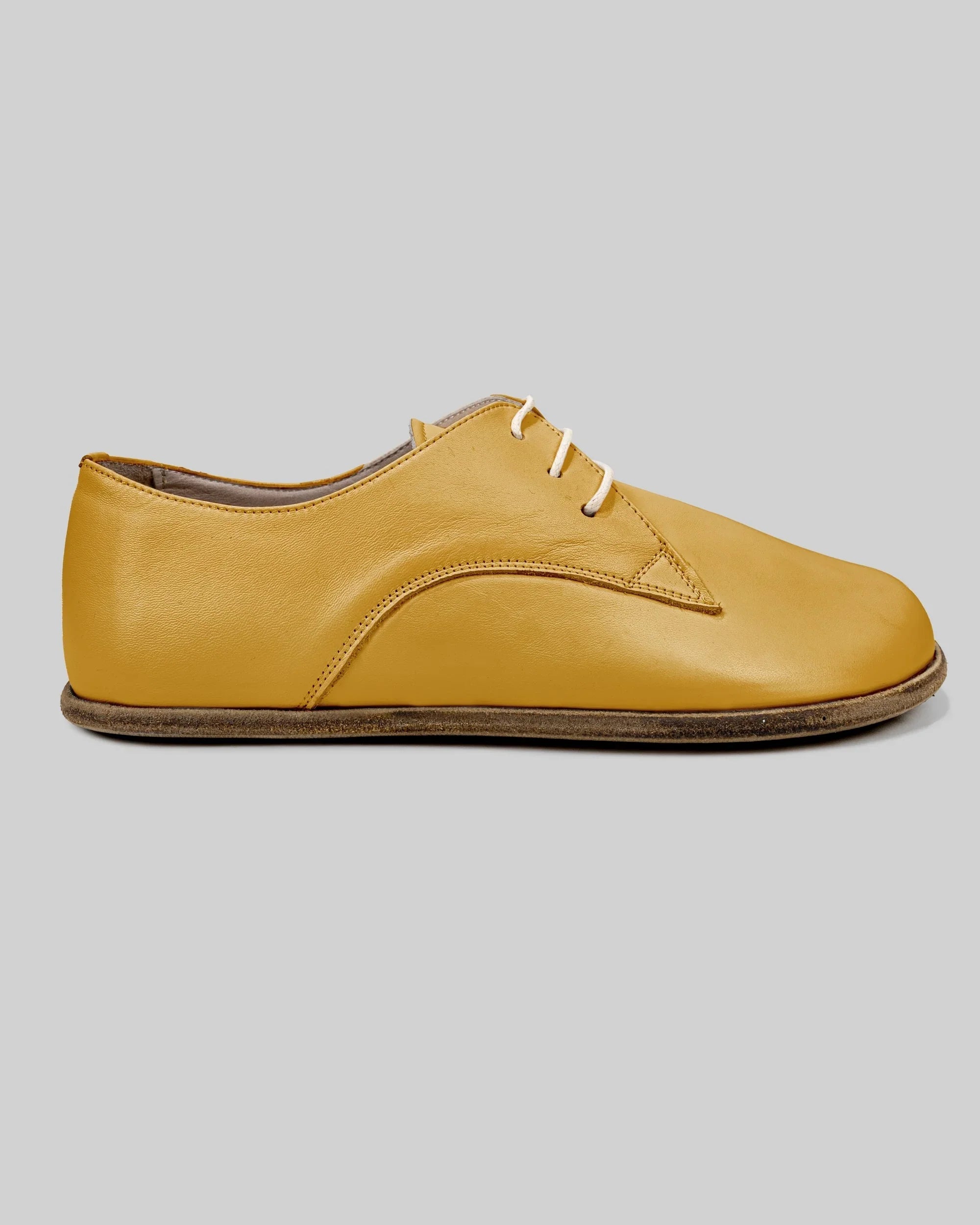 Side view Mustard Oxford Shoes - Calf Leather Zero Drop | Bespoky