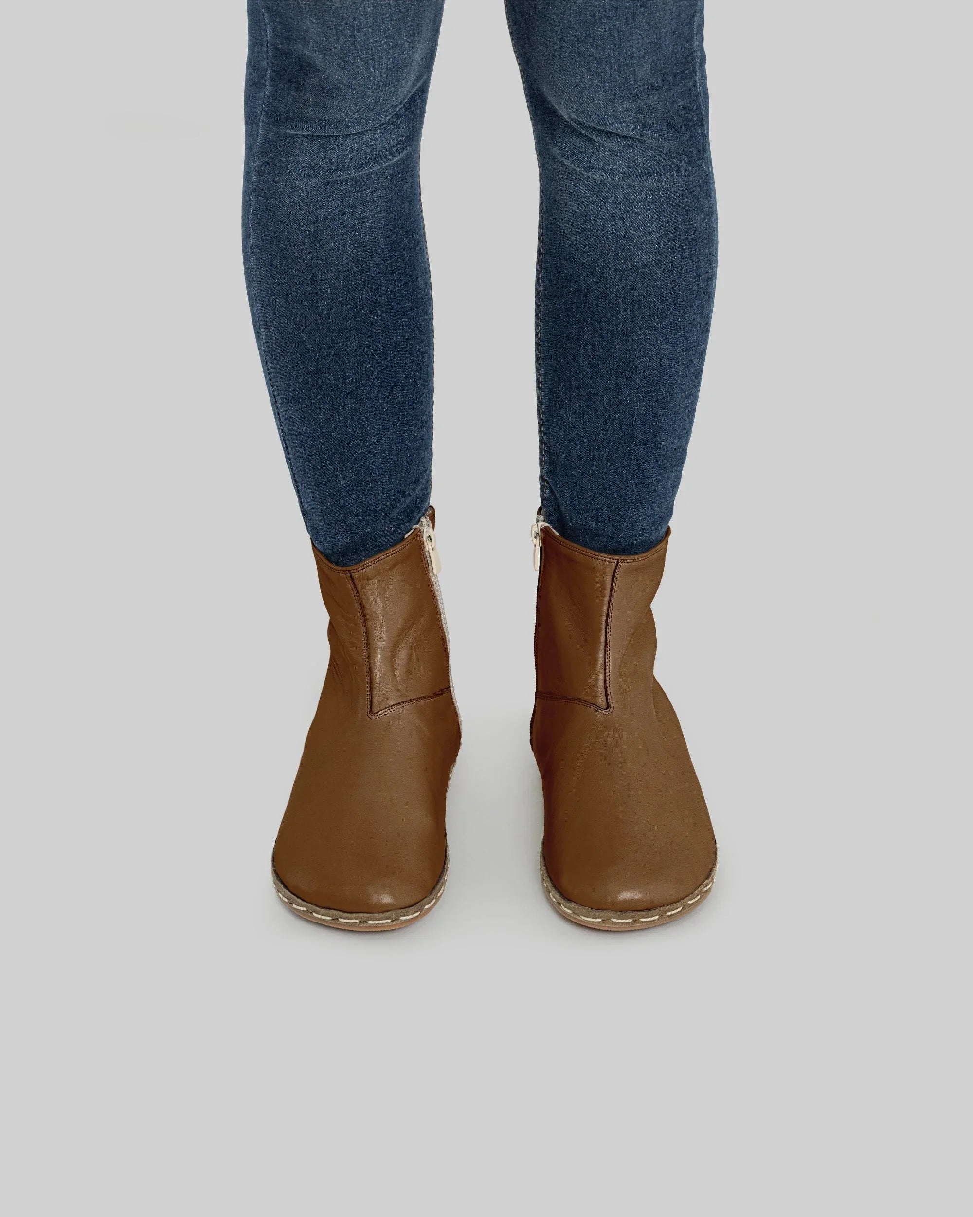 Women's Dark Tan Chelsea Boots - Handcrafted Calf Leather Wide Toe Box | Bespoky