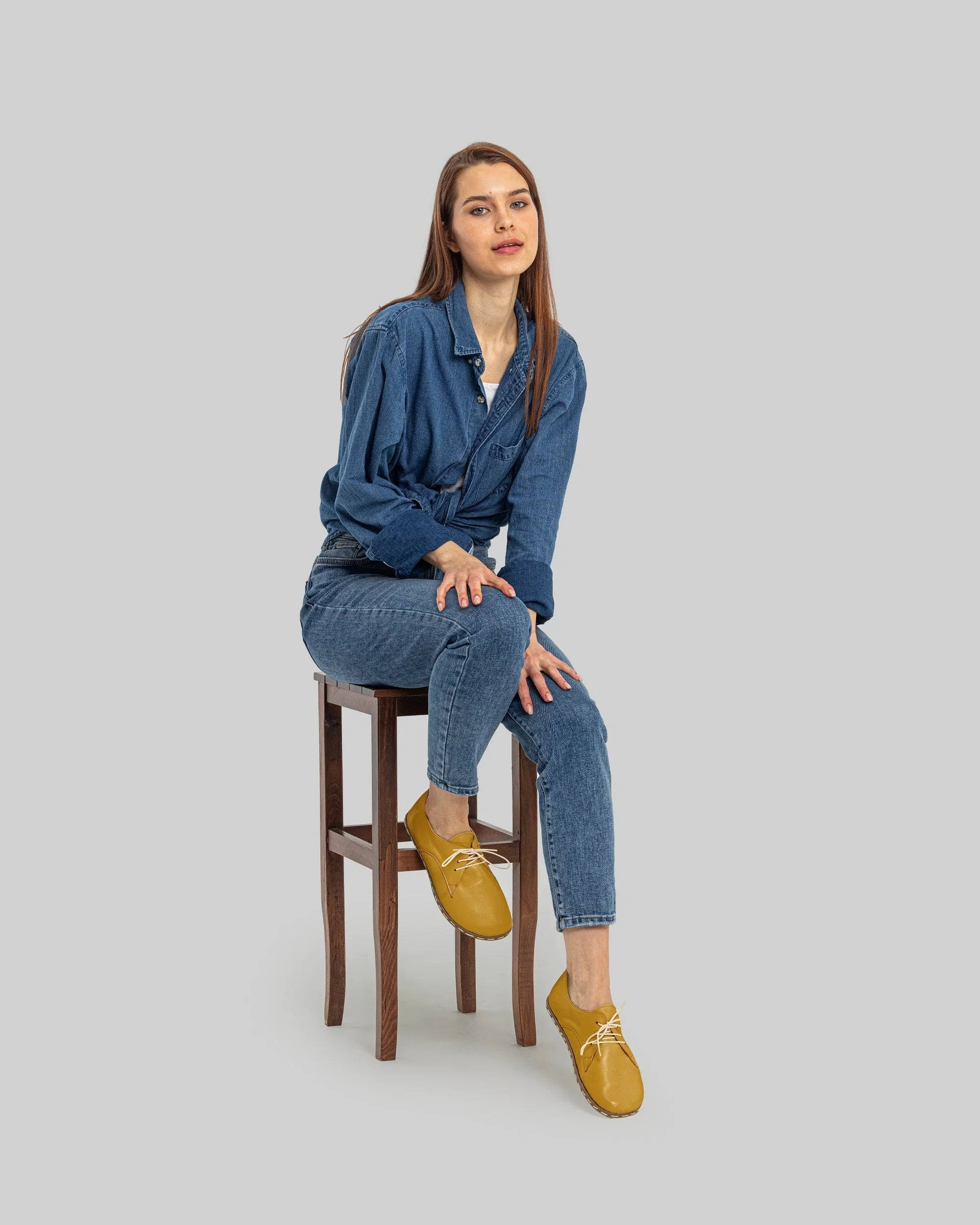 Back view Mustard Oxford Shoes - Calf Leather Handcrafted | Bespoky