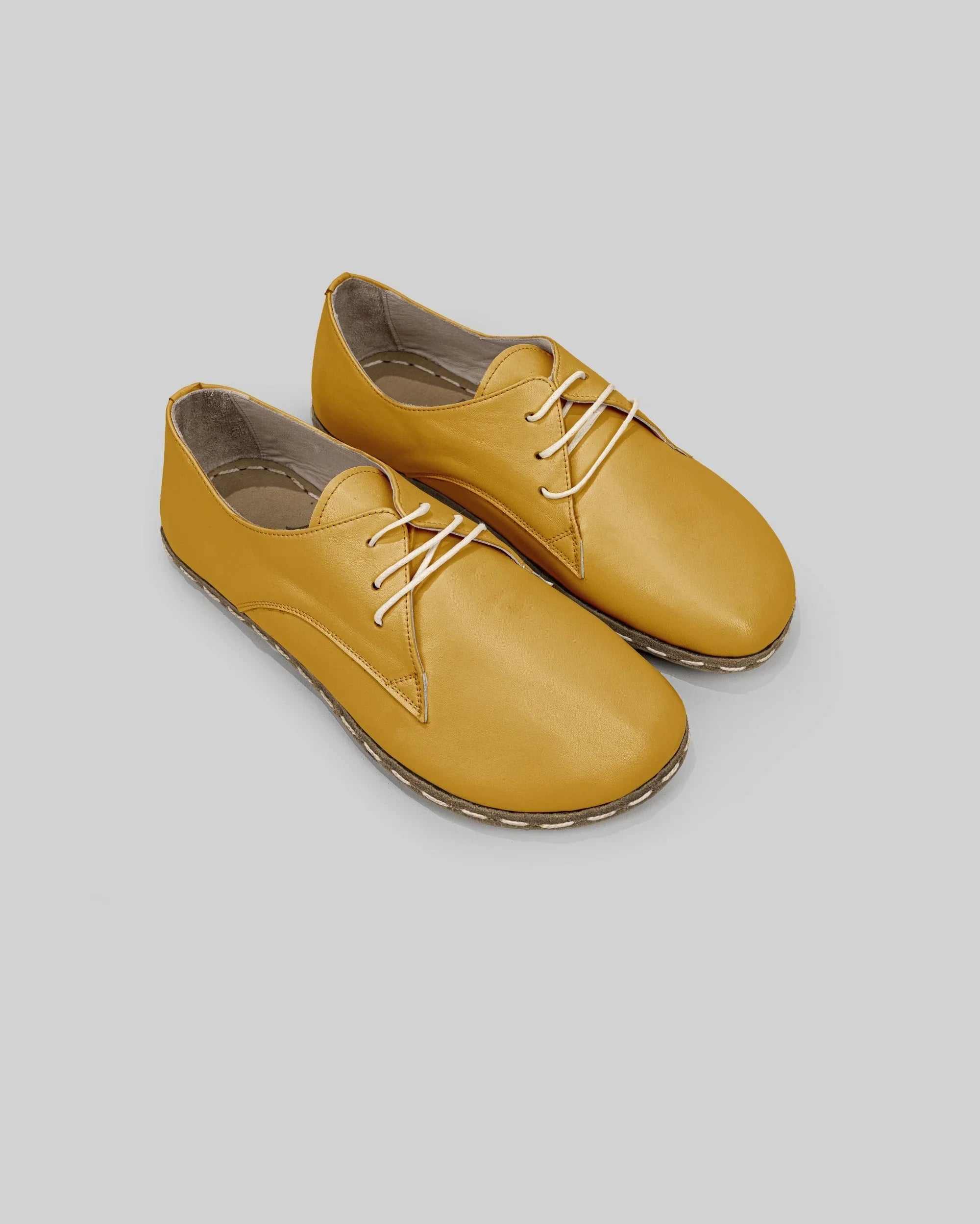 Women's Mustard Oxford Shoes - Handcrafted Calf Leather Wide Toe Box | Bespoky