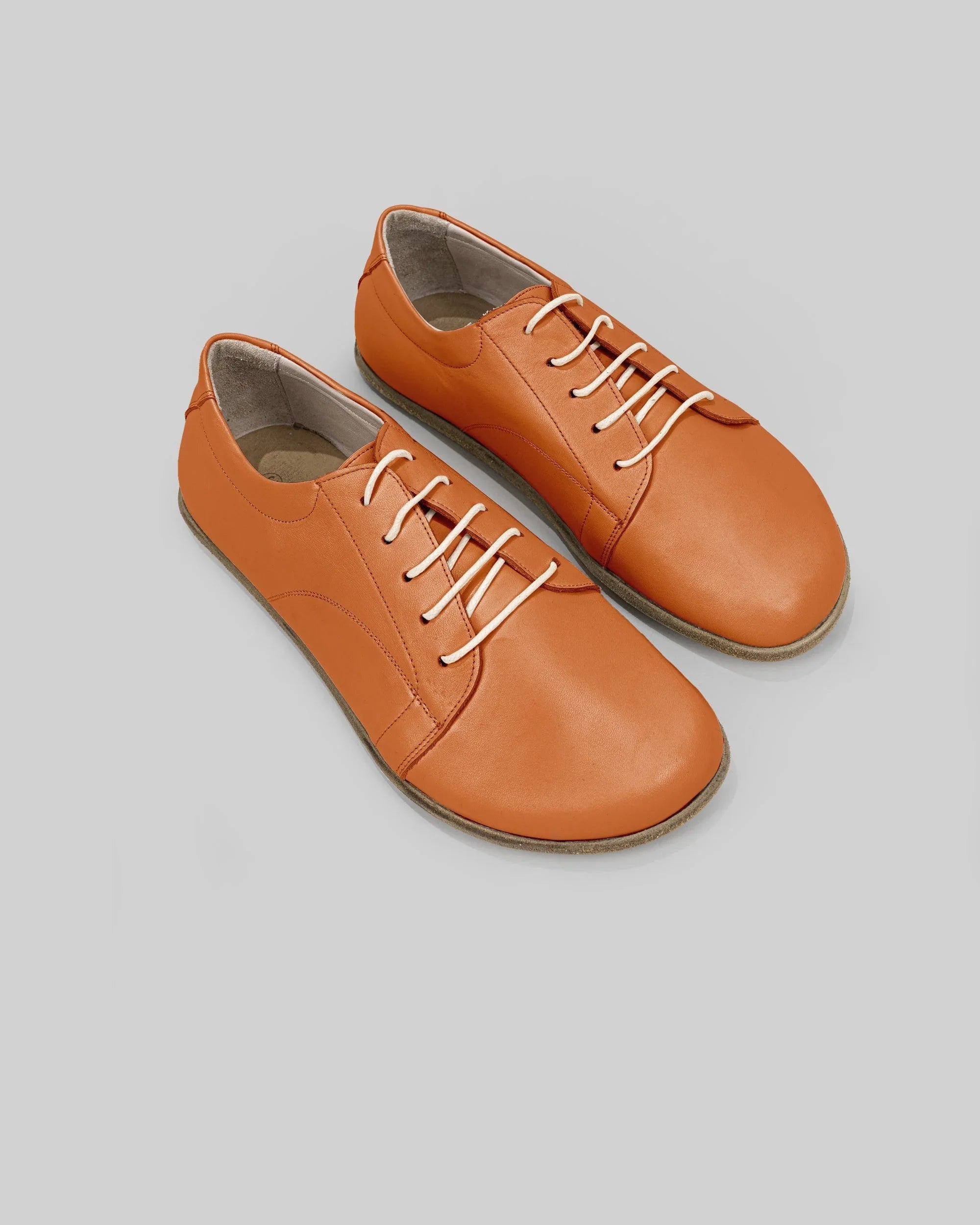 Women's Orange Barefoot Sneaker - Handcrafted Calf Leather Wide Toe Box | Bespoky
