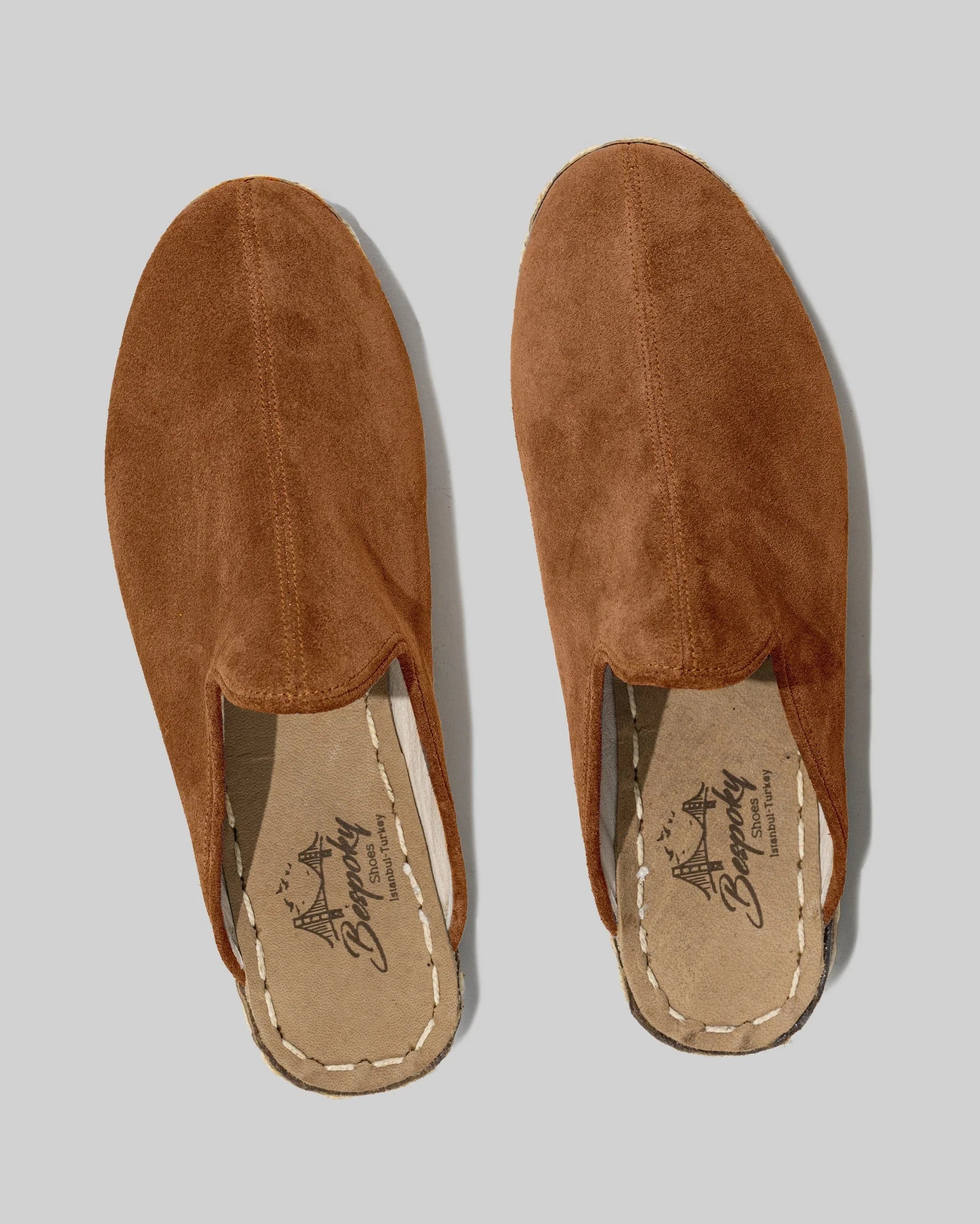 Side view Tan Suede Slippers - Calf Leather Zero Drop | Bespoky
