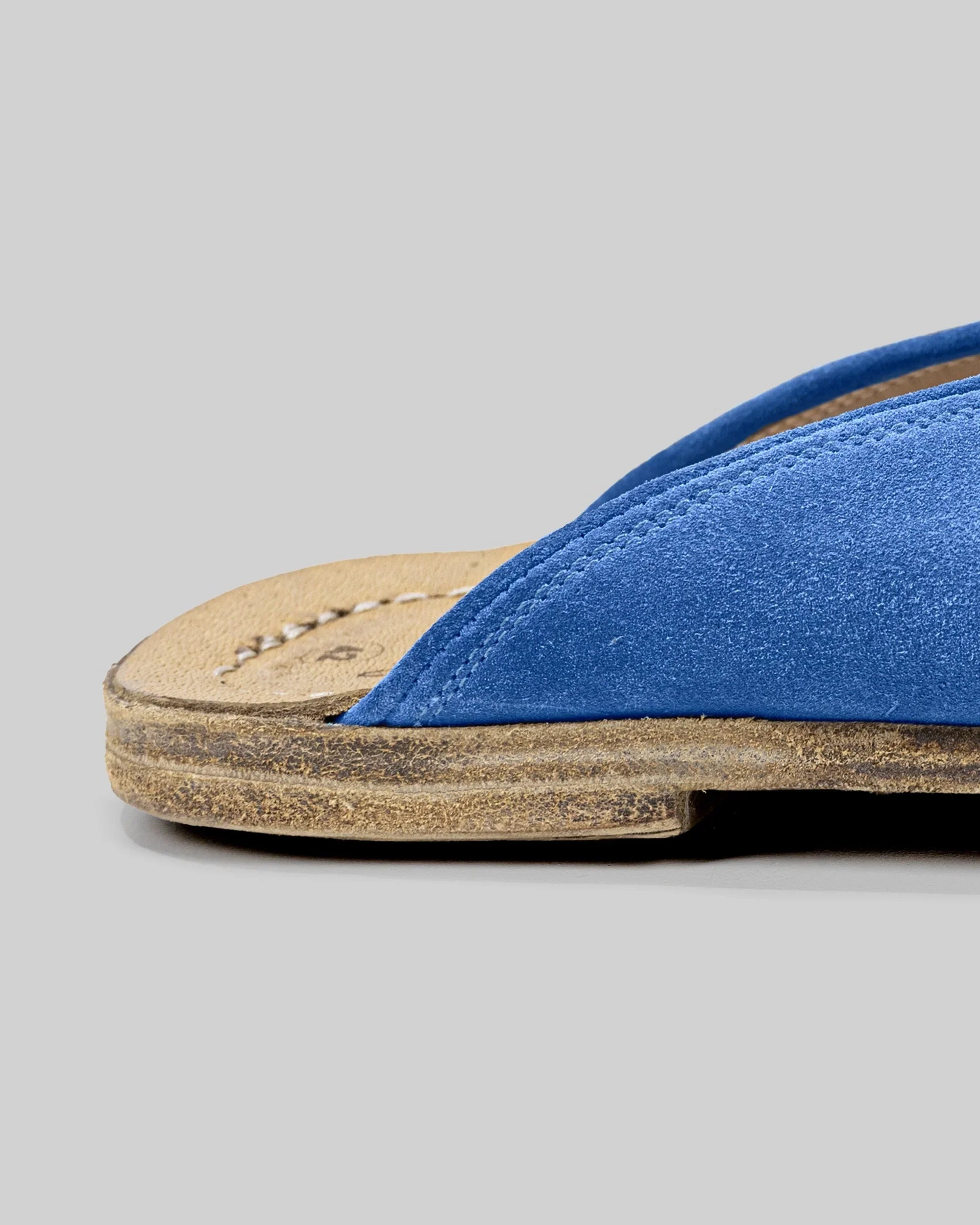 Side view Blue Suede Slippers - Calf Leather Zero Drop | Bespoky
