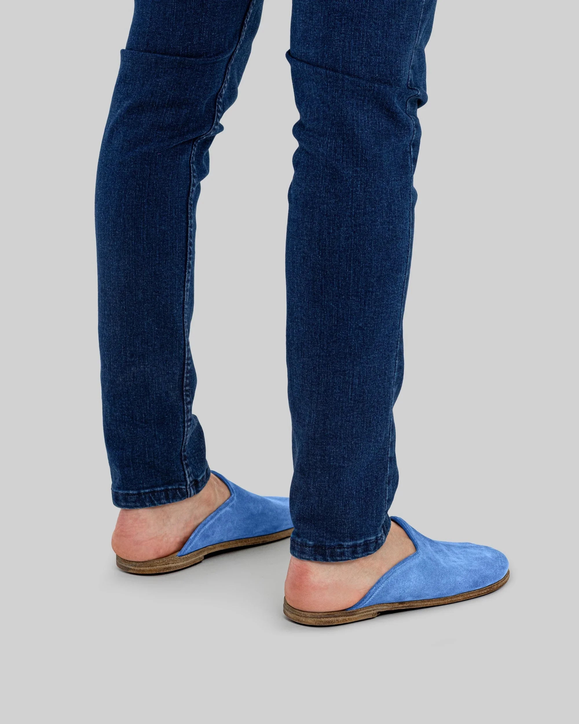 Detail Blue Slippers - Handcrafted Calf Leather Turkey | Bespoky