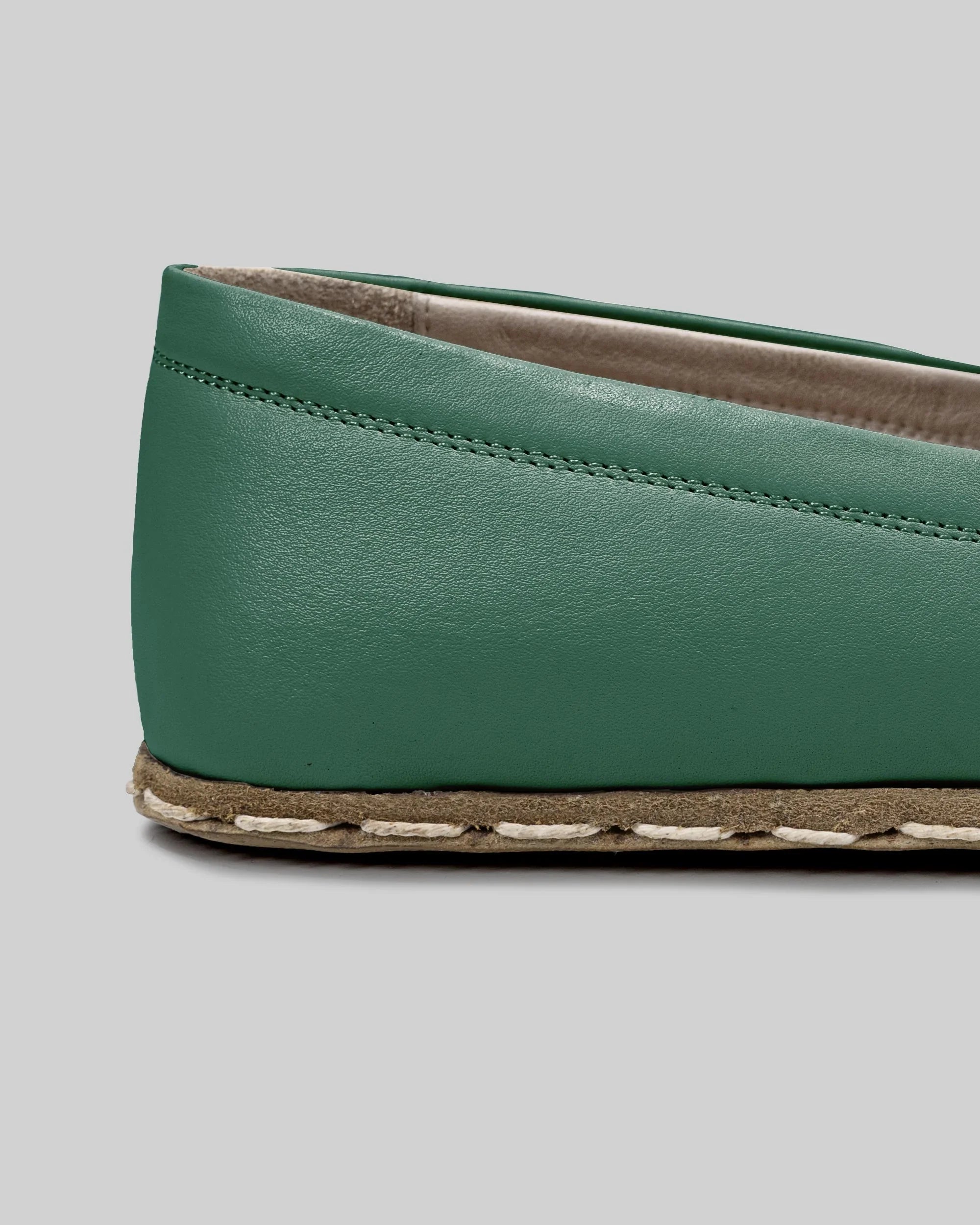 Top view Green Barefoot Shoes - Handcrafted Calf Leather | Bespoky