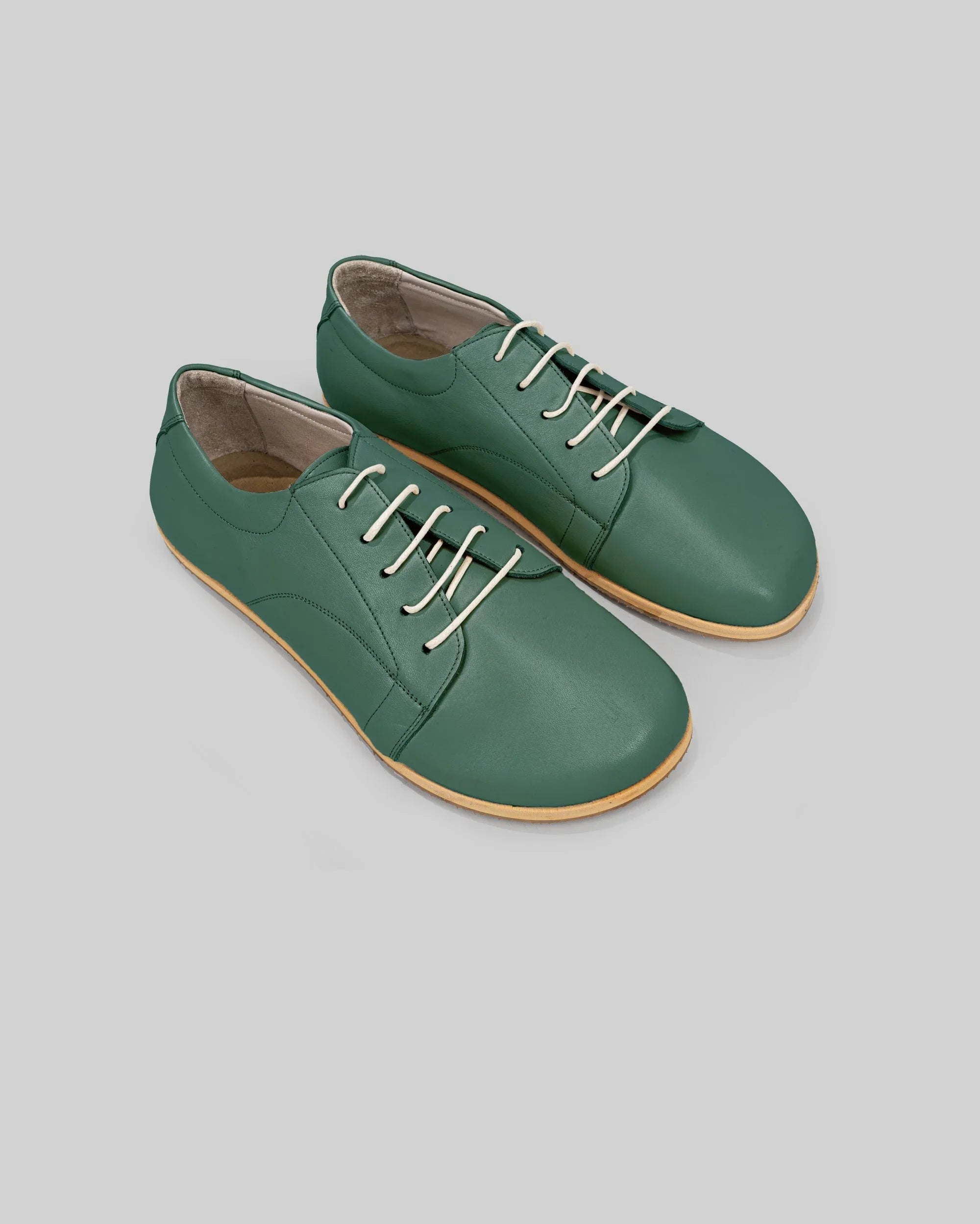 Men's Green Barefoot Sneaker - Handcrafted Calf Leather Wide Toe Box | Bespoky