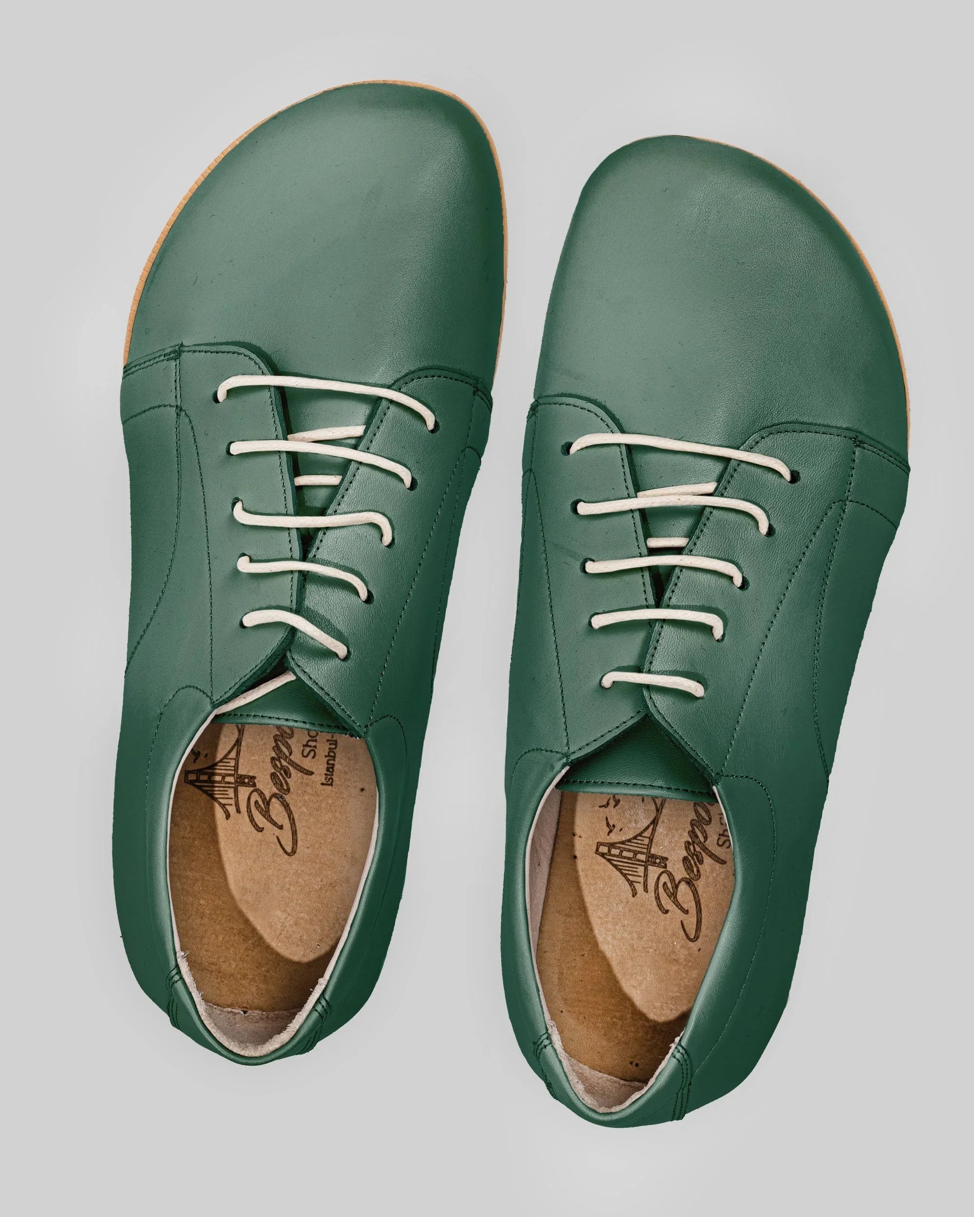 Side view Green Barefoot Sneaker - Calf Leather Zero Drop | Bespoky