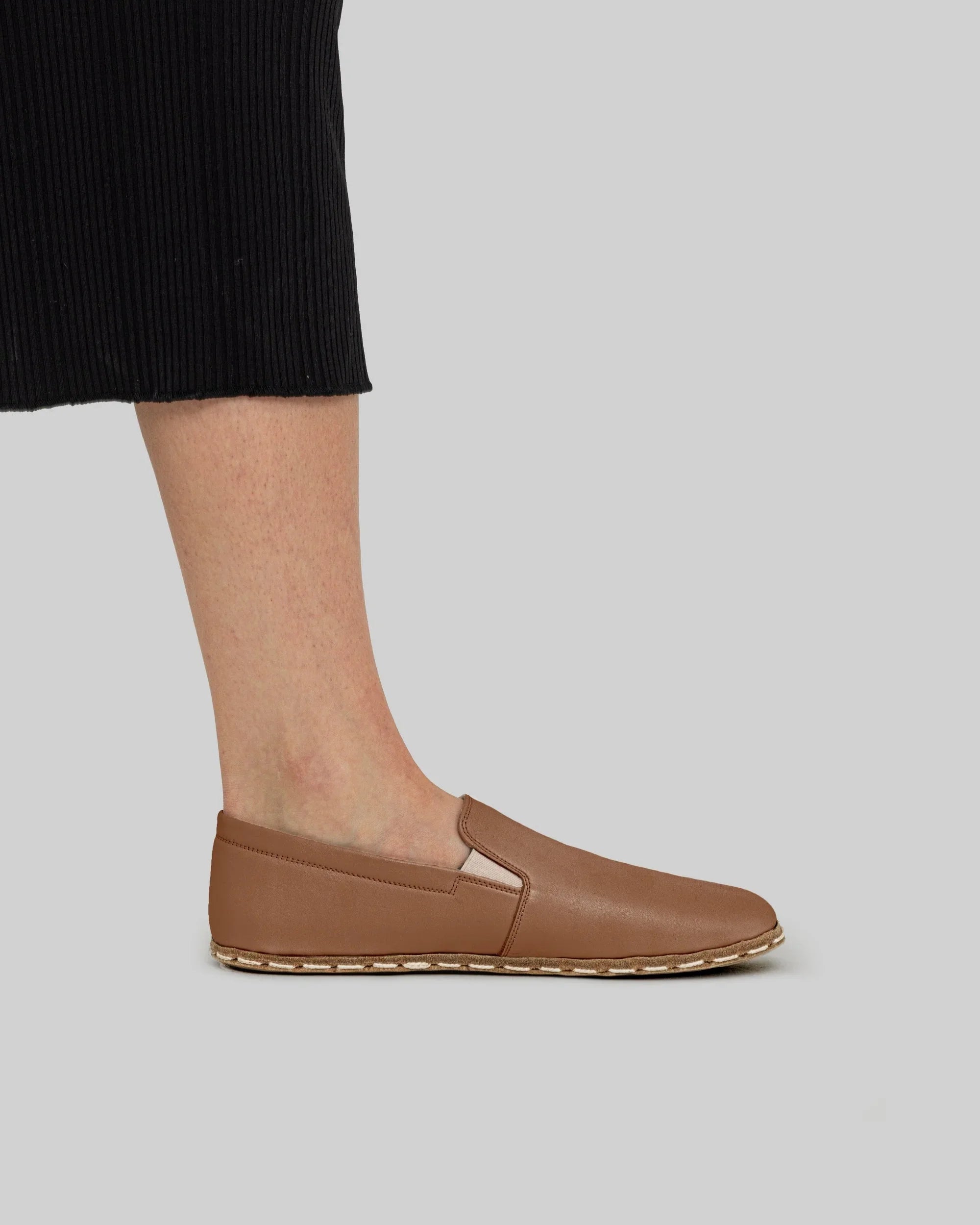 Pair Tan Barefoot Shoes - Barefoot Wide Toe Calf Leather | Bespoky