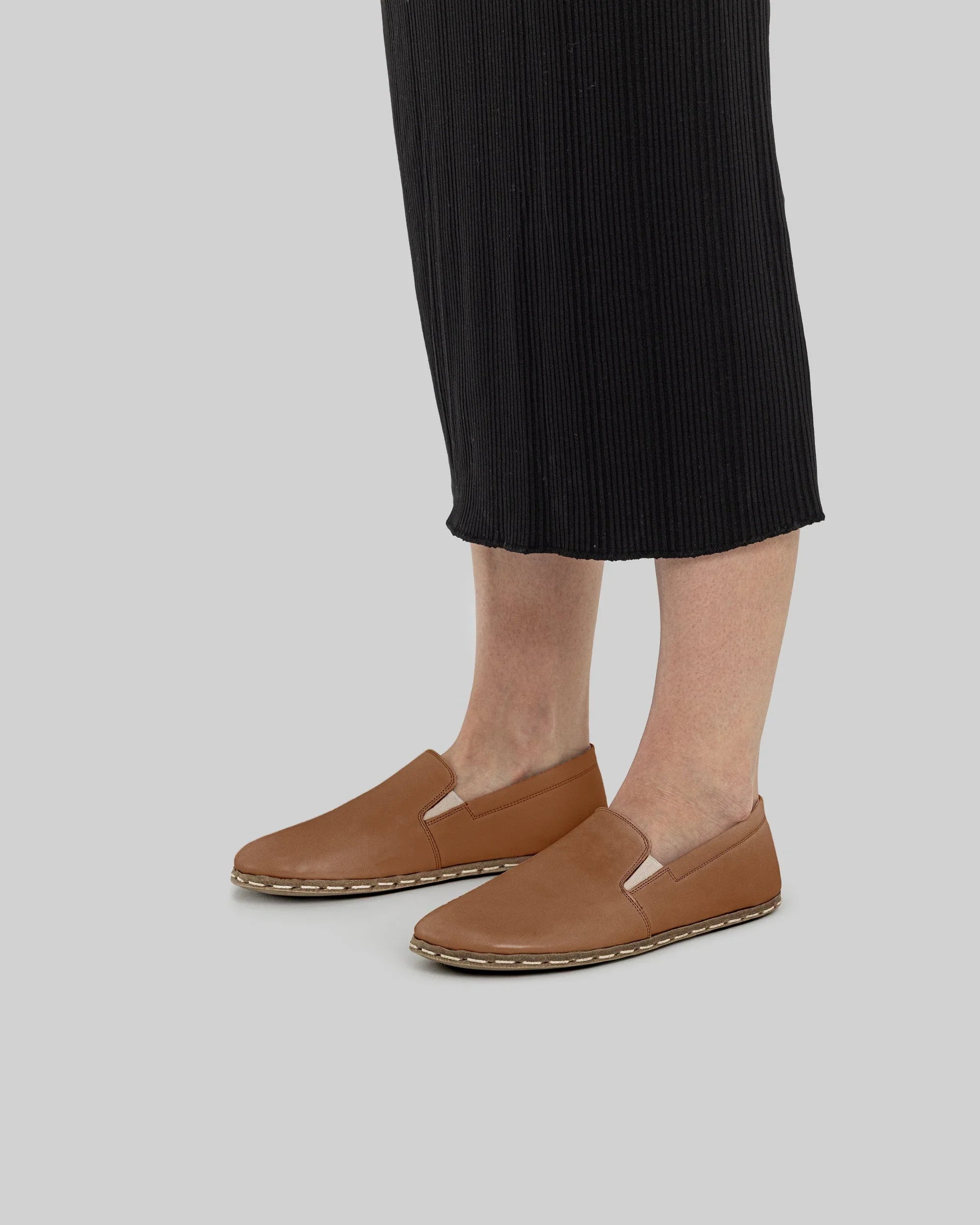 Detail Tan Barefoot Shoes - Handcrafted Calf Leather Turkey | Bespoky