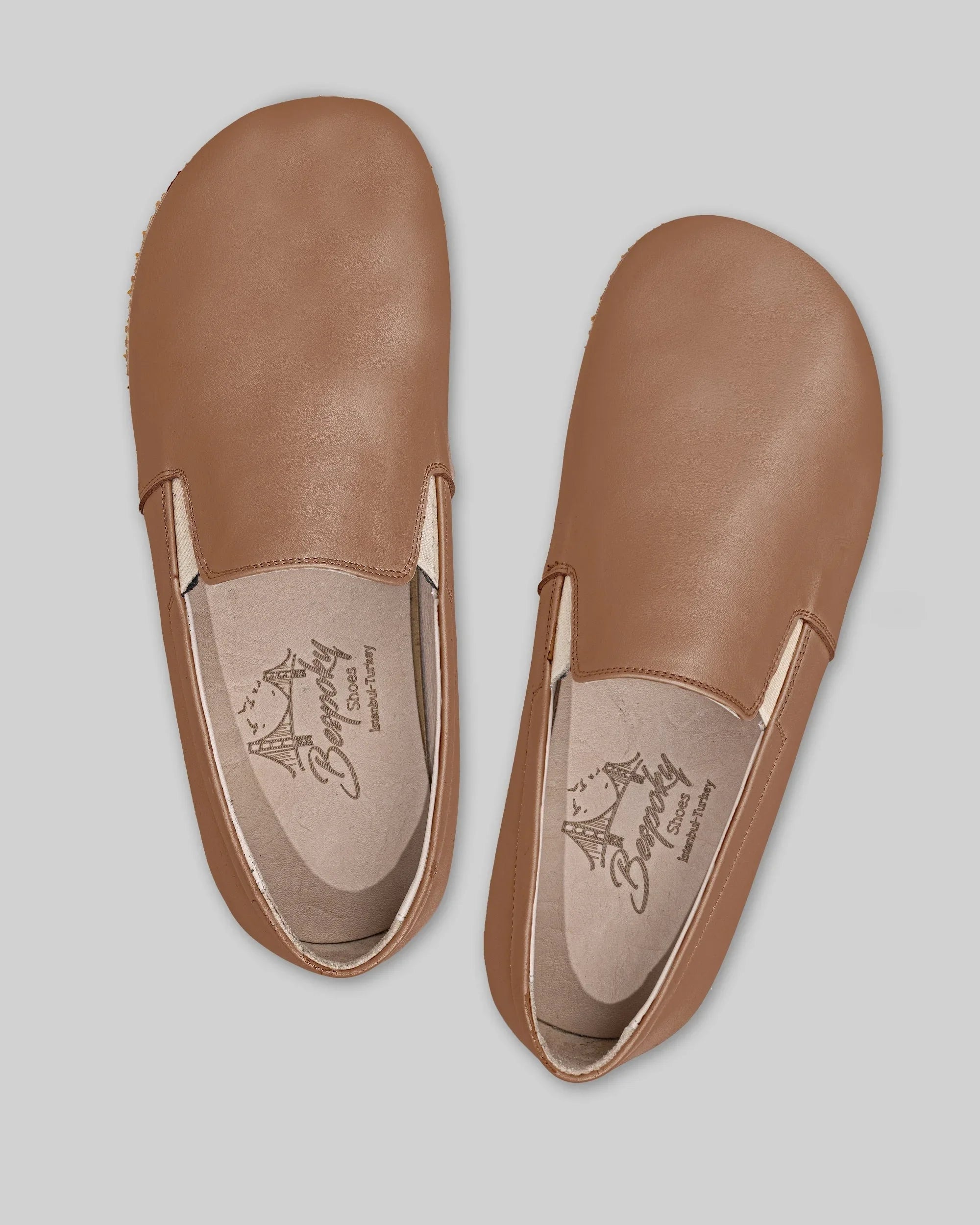 Side view Tan Barefoot Shoes - Calf Leather Zero Drop | Bespoky