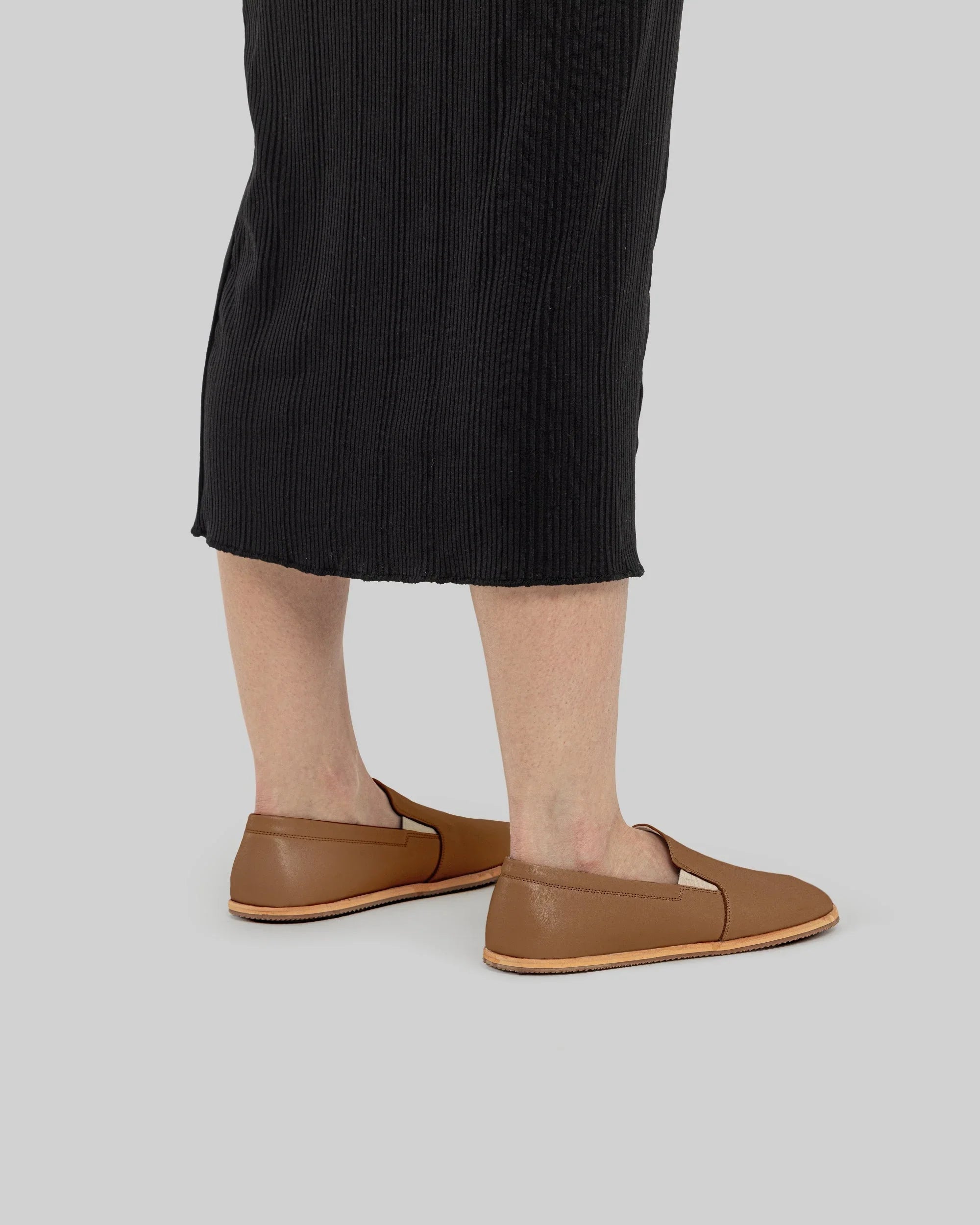 Detail Tan Barefoot Shoes - Handcrafted Calf Leather Turkey | Bespoky