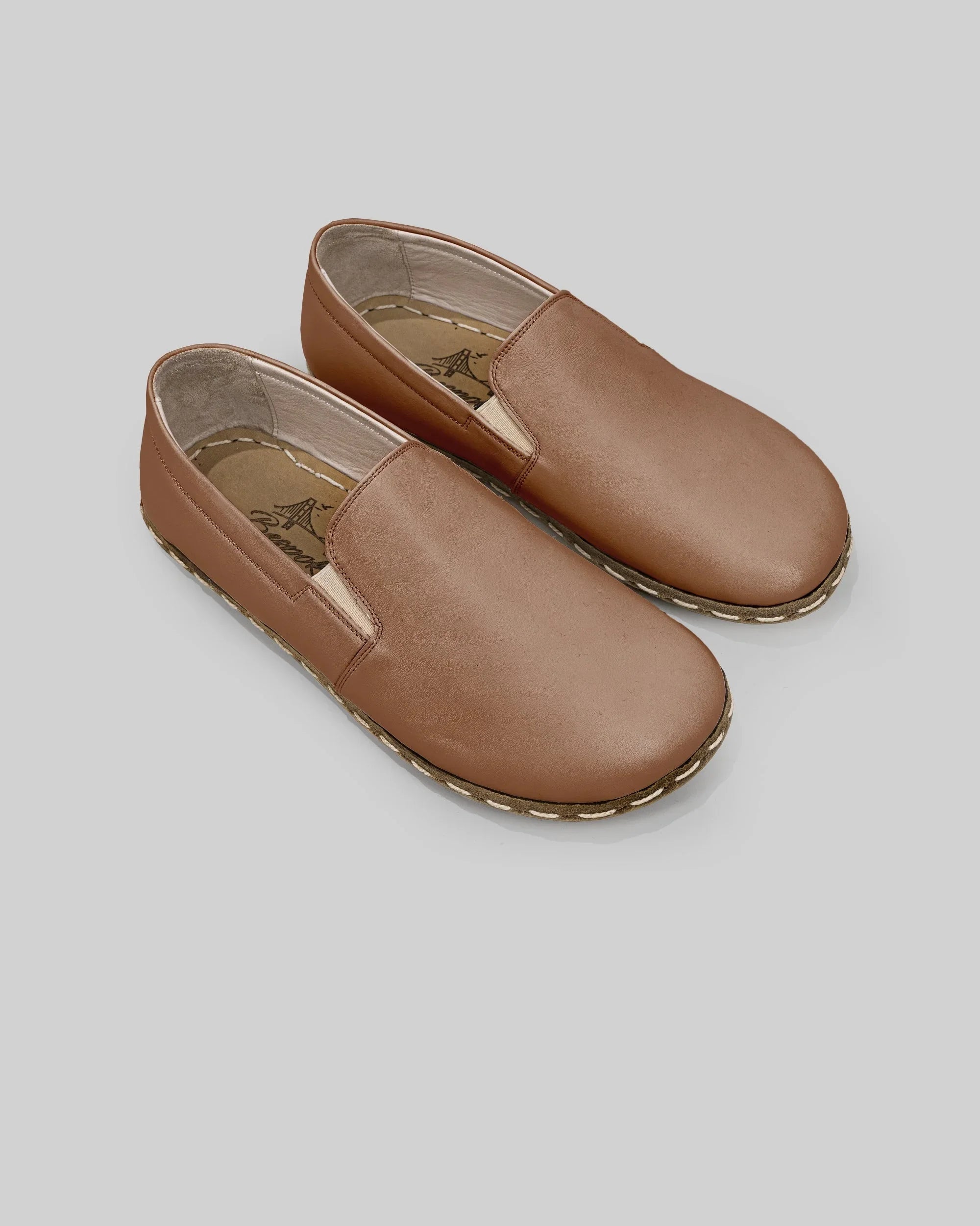 Men's Tan Barefoot Shoes - Handcrafted Calf Leather Wide Toe Box | Bespoky